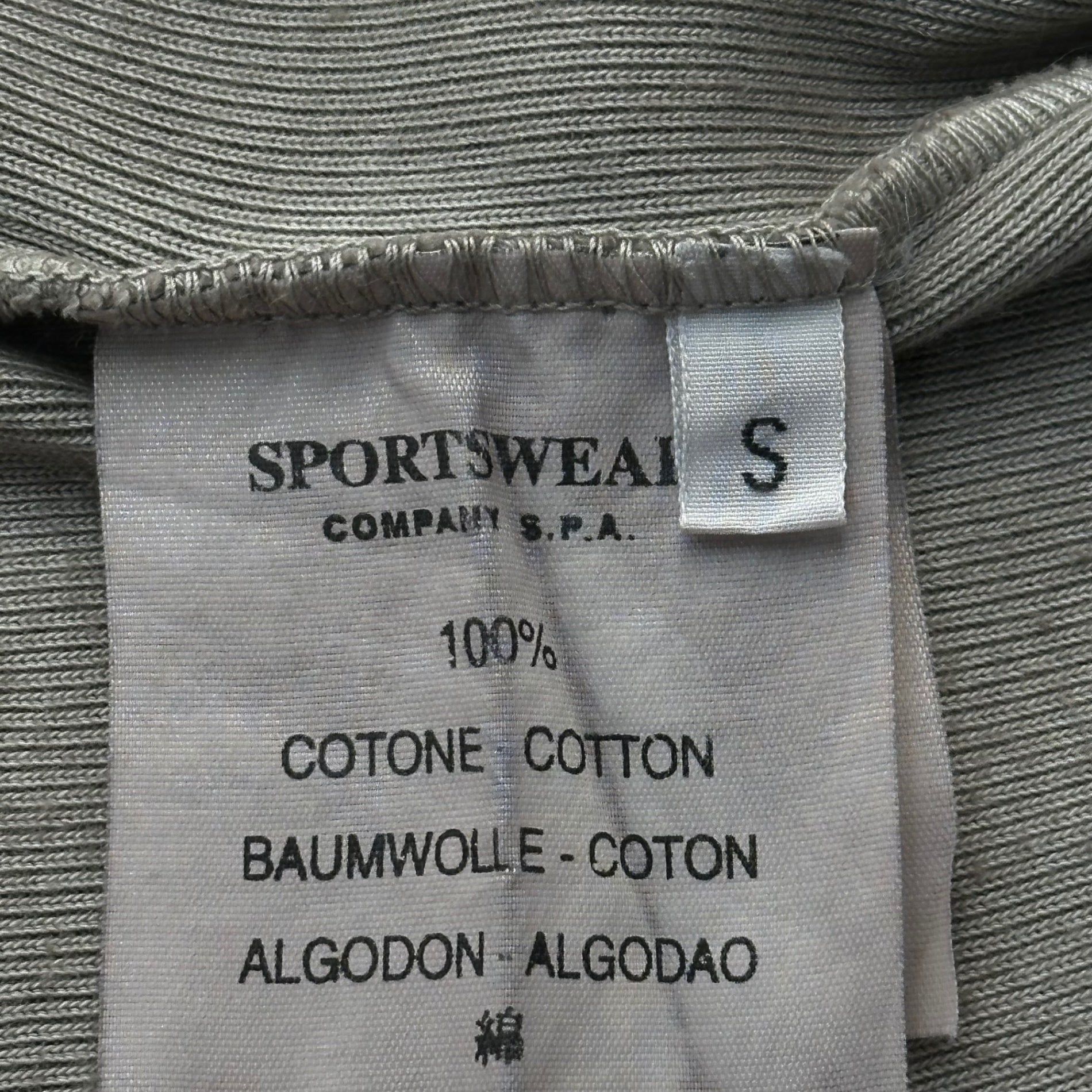 STONE ISLAND(ストーンアイランド) 1999SS One-Point Logo Crew Neck Ribbed T-Shirt ワンポイント ロゴ クルーネック リブ Tシャツ 30152067/A S グレー ポール・ハーヴェイ期 アーカイヴ