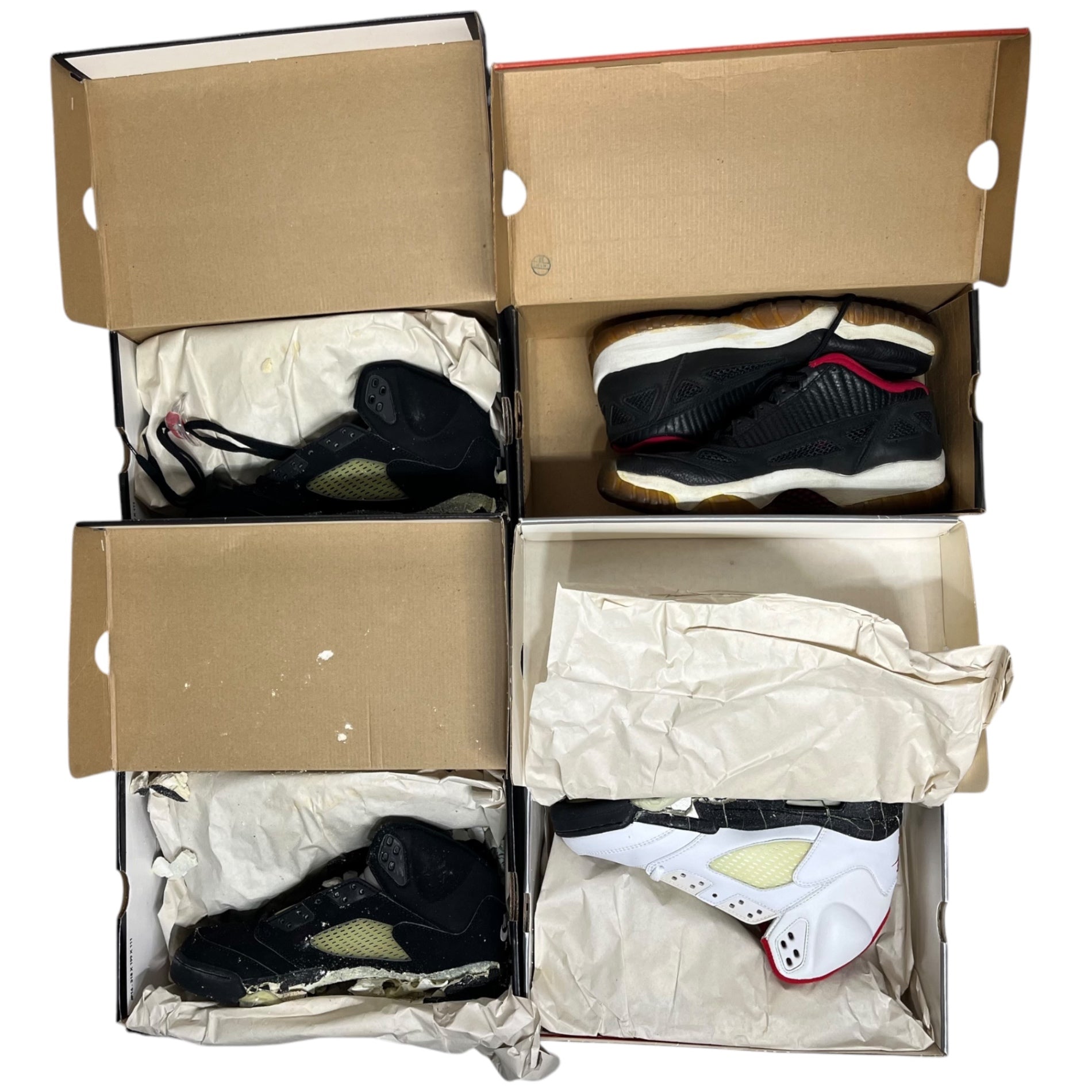 NIKE(ナイキ) 90's 加水分解 AIR JORDAN 5 RETRO ×3点 AIR JORDAN 11 LOW × 1点 計4点セット 136027-001 / 136027-101 / 130270-001 8.5~9(26.5~27cm) 観賞用 コレクション ヴィンテージ スニーカー まとめ