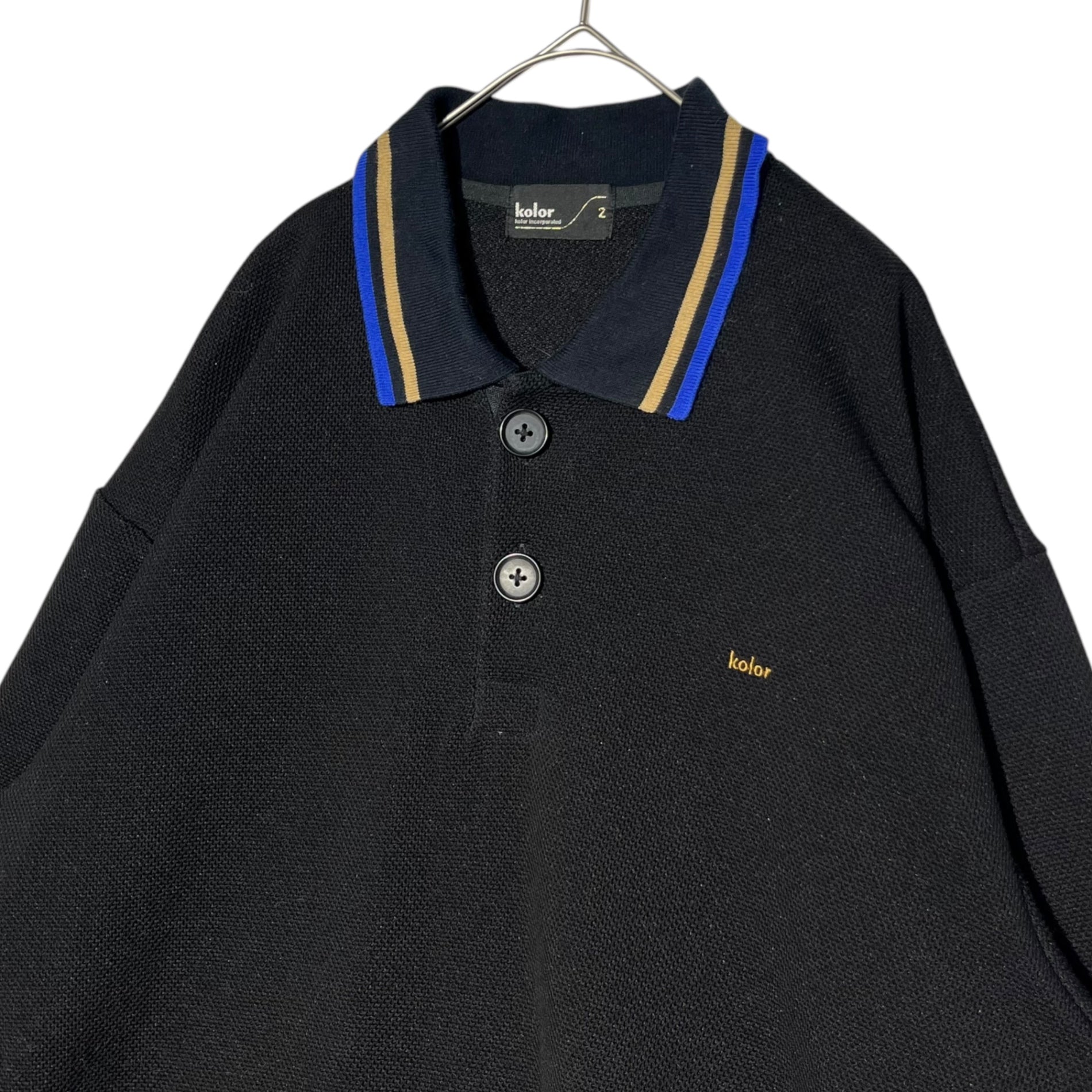 kolor(カラー) 20SS big pique polo shirt ビッグ 鹿の子 ポロシャツ 20SC-T03202 2(M) ブラック