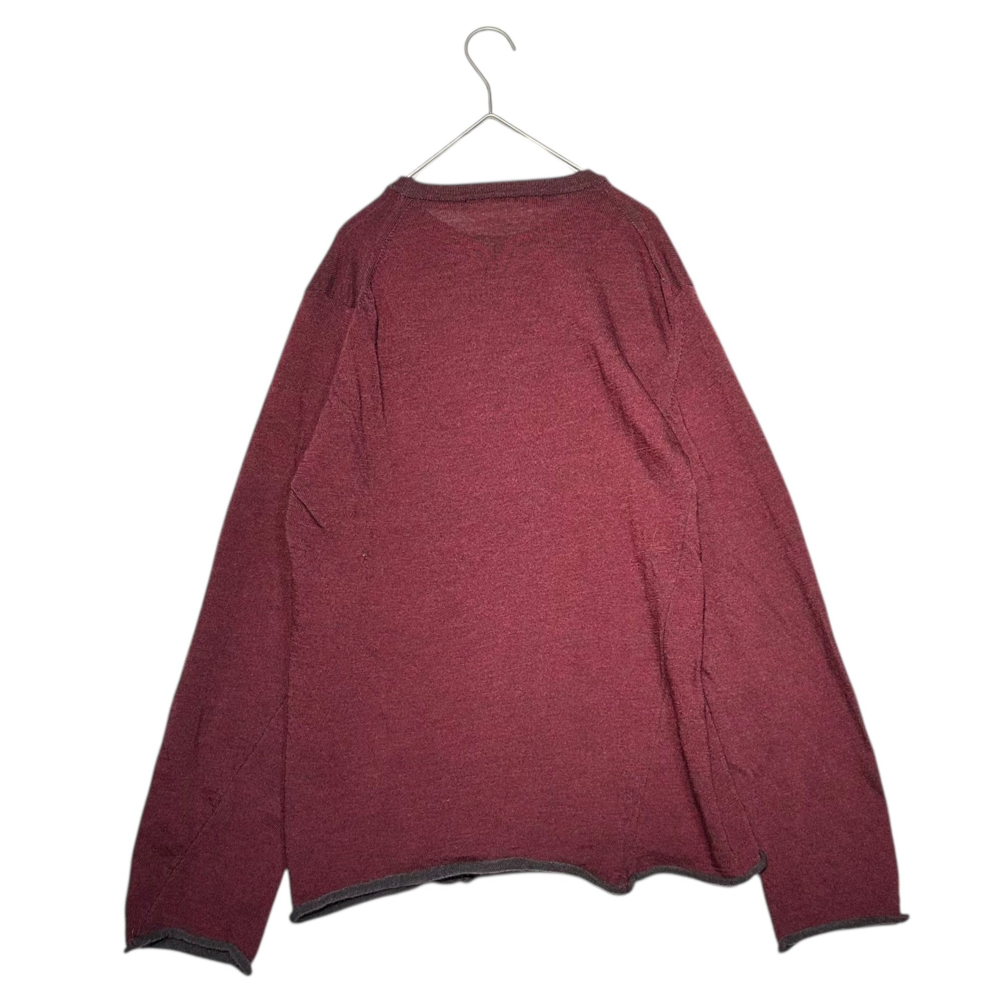 COMME des GARCONS SHIRT(コムデギャルソンシャツ) 90's~00's Hem Roll-Up Wool Knit 裾 ロール アップ ウール ニット S ボルドー