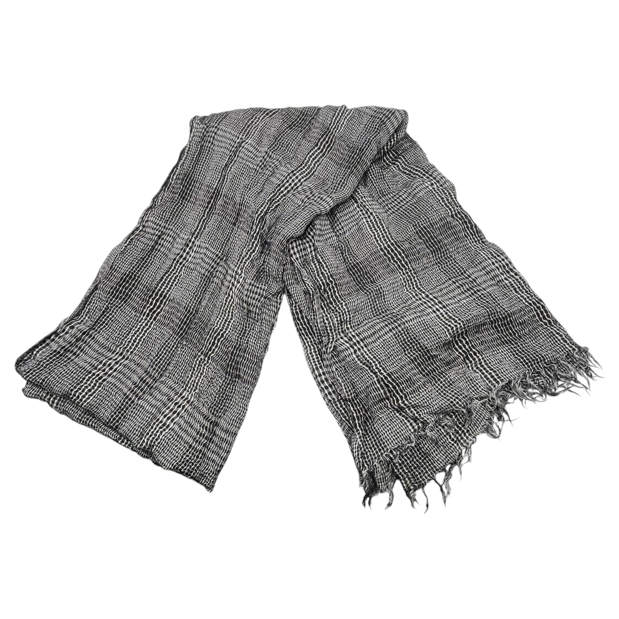 Faliero Sarti(ファリエロ・サルティ) ウールシルクグレンチェックストール ブラック×ホワイト