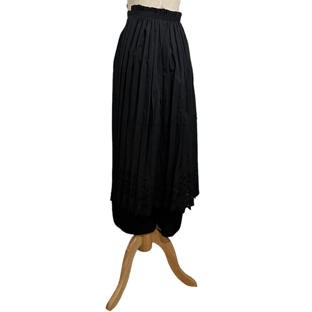 COMME des GARCONS(コムデギャルソン) 02SS Hem cutwork pleated long skirt 裾カットワーク プリーツ ロングスカート GE-S012 FREE ブラック AD2001