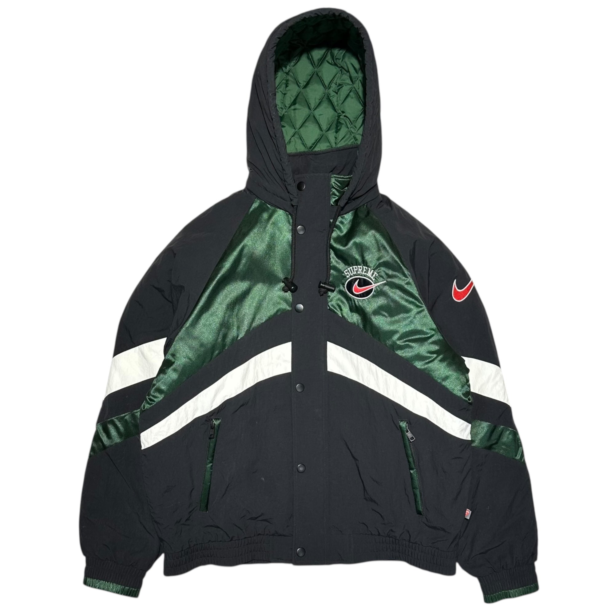 SUPREME×NIKE(シュプリーム×ナイキ) 19SS Hooded Sport Jacket フーデット ロゴ ナイロン 中綿 ジャケット CD6074-010 S ブラック コラボ
