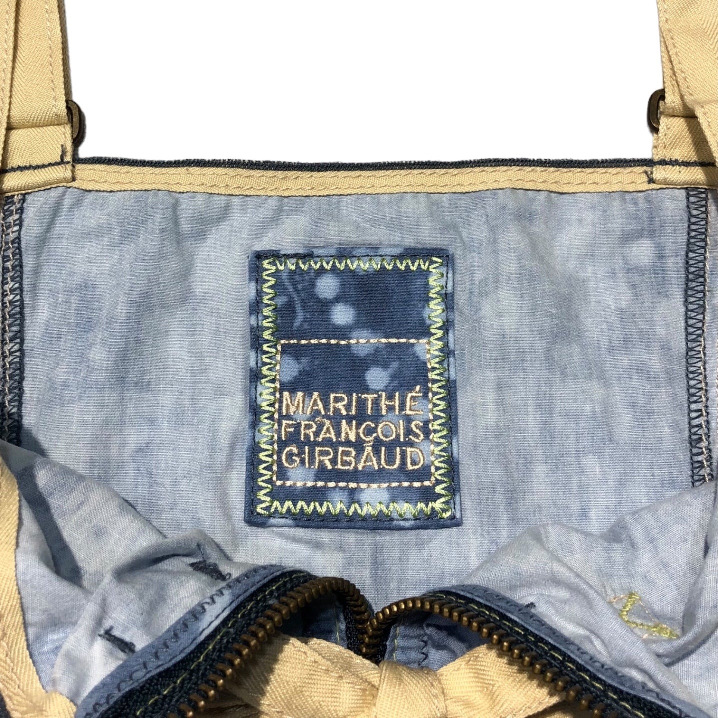 MARITHE FRANCOIS GIRBAUD(マリテフランソワジルボー) 00's Balloon zip cami dress バルーン ジップ キャミソール ワンピース F6-3024 M ブルー Y2K ギミック 総柄