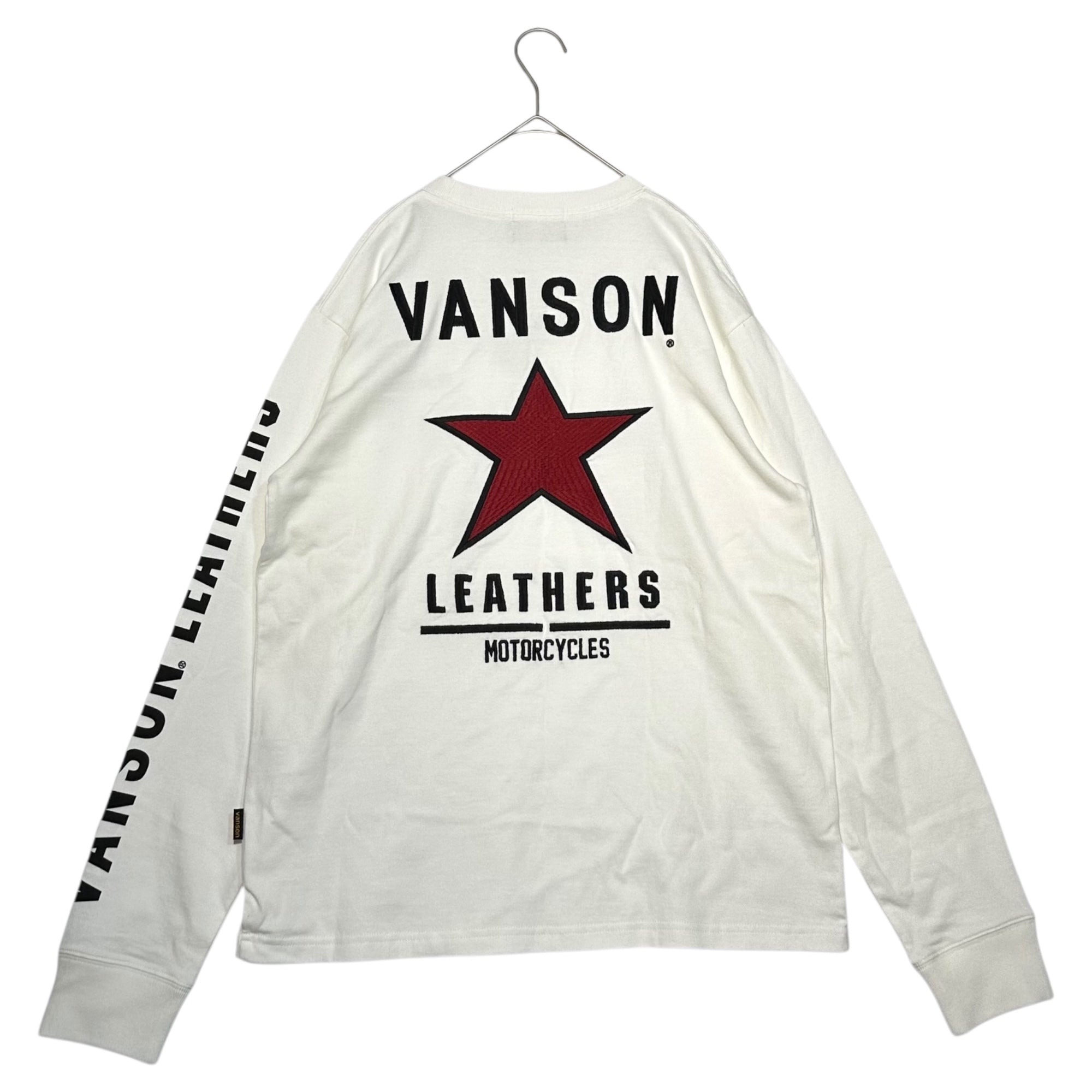 VANSON(バンソン) ONE STAR L/S TEE ワン スター 刺繍 長袖 Tシャツ NVLT-2401 L ホワイト
