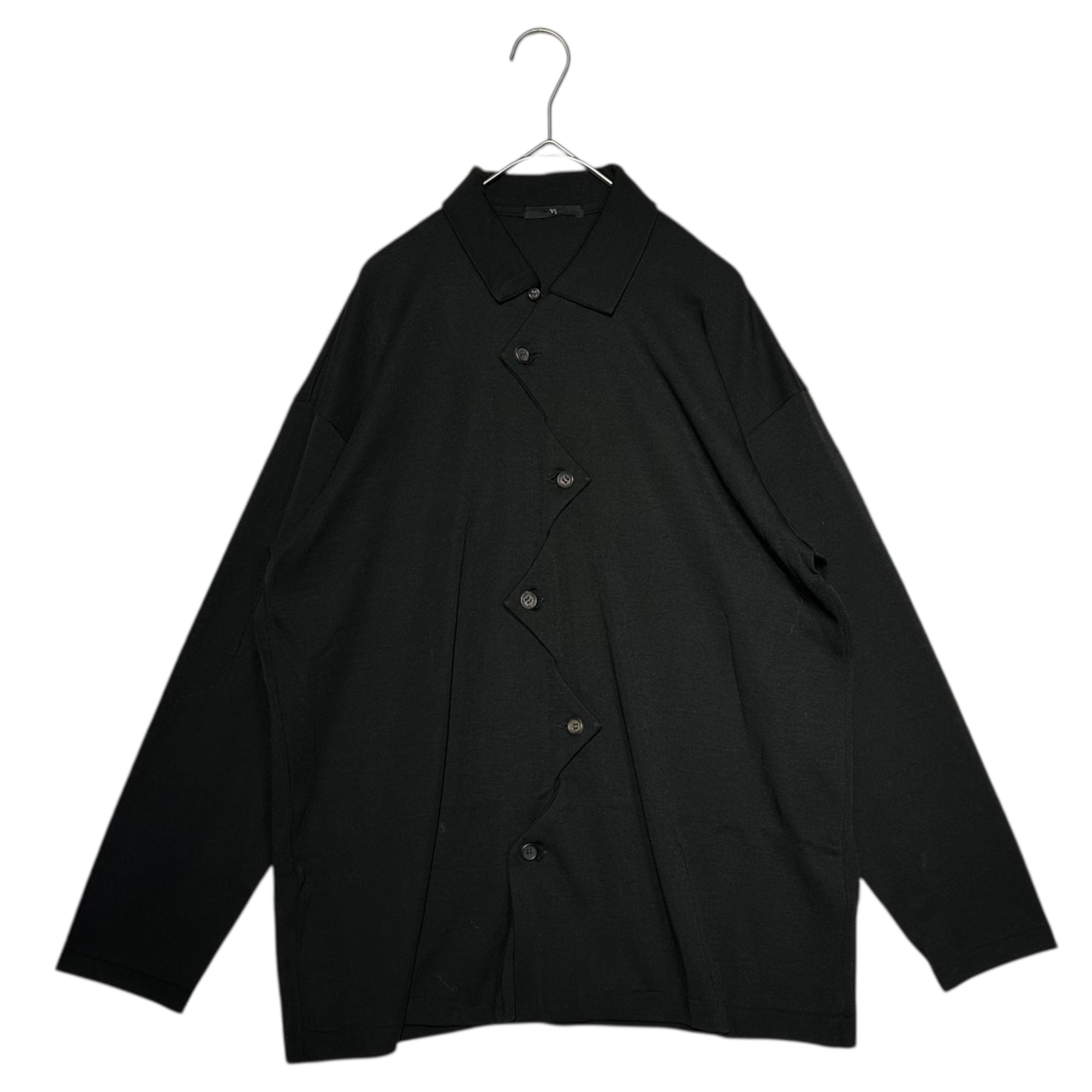 Y's(ワイズ) Repeat Alternately Button L/S Shirt レピート オールターネートリー ボタン 長袖 シャツ YJ-T38-142 ブラック ジグザグ