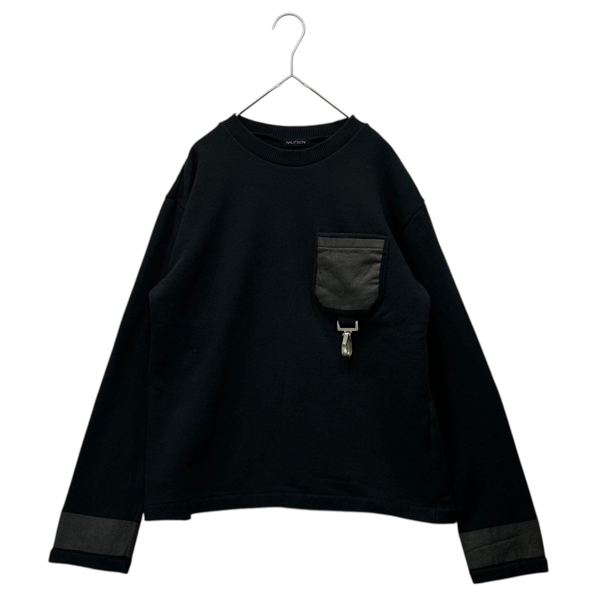 MILKBOY(ミルクボーイ) 70~80's Carabiner Pocket Crewneck Sweatshirt 70~80年代 カラビナ ポケット ポケット クルーネック スウェット FREE ブラック アーカイブ