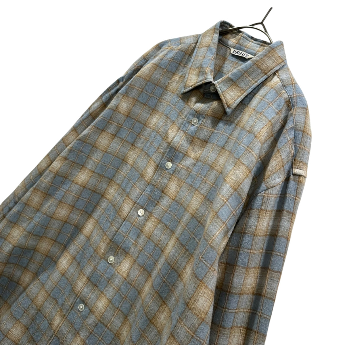 AURALEE(オーラリー) 2025AW AIRY WOOL CHECK SHIRT エアリー ウール チェック シャツ A25AS01WN 5 ブルー×ベージュ