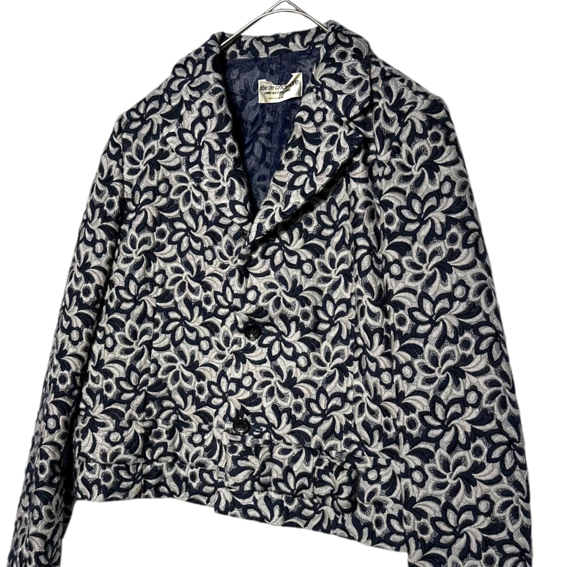 robe de chambre COMME des GARCONS(ローブドシャンブルコムデギャルソン) 90'sフラワーパターンショートジャケット/インナーオーガンジー/99AW/本人期/川久保玲 RJ-040100 SIZE FREE ネイビー AD1999