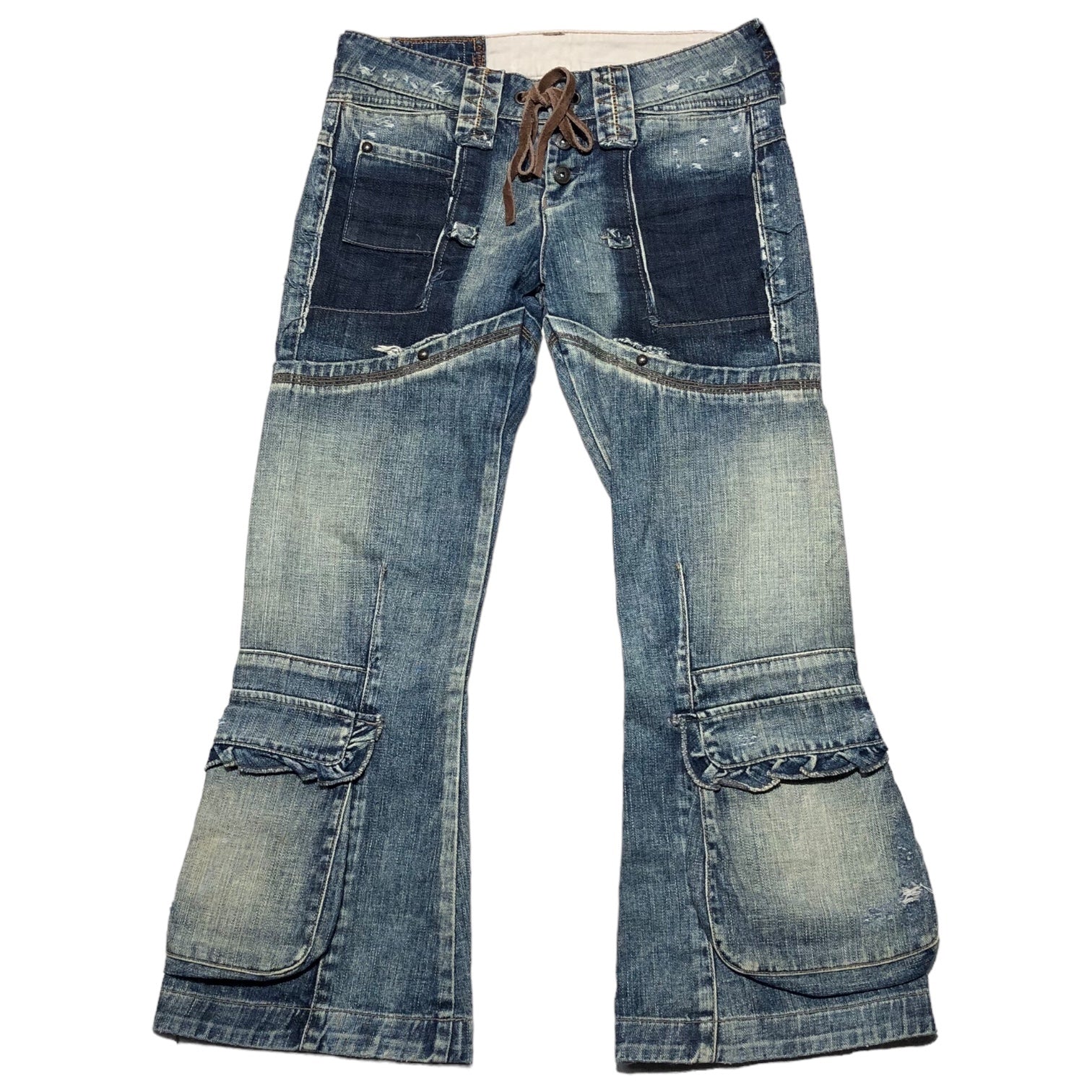 MARITHE FRANCOIS GIRBAUD(マリテフランソワジルボー) 00's reconstructed flare denim pants 再構築 フレア デニム パンツ ベルボトム F7-1923 SS ライトインディゴ Y2K