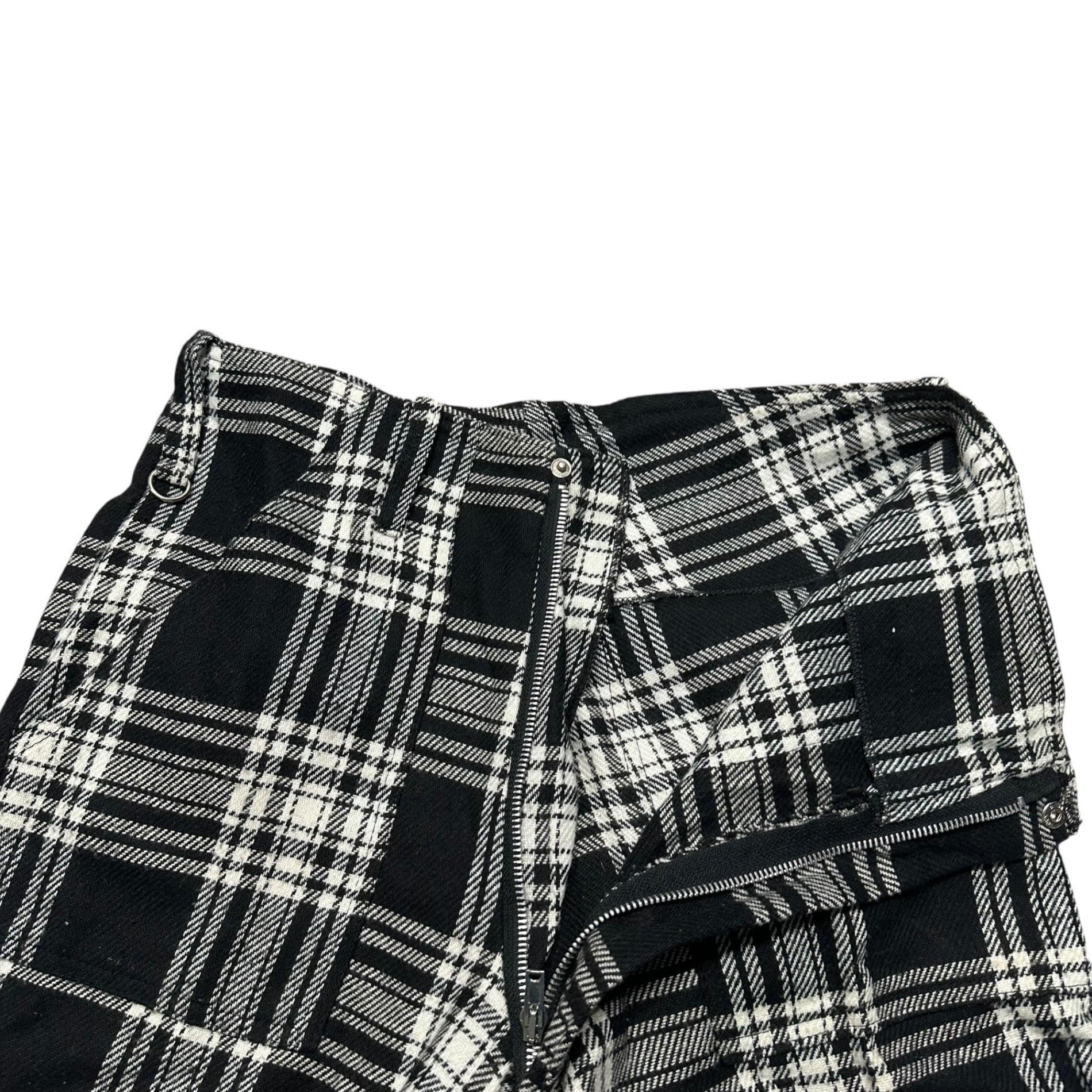 no future(ノーフューチャー) 90's Anarchy Mark Check Bondage Pants 90年代 アナーキーマーク チェック ボンテージ パンツ L程度 ブラック×ホワイト