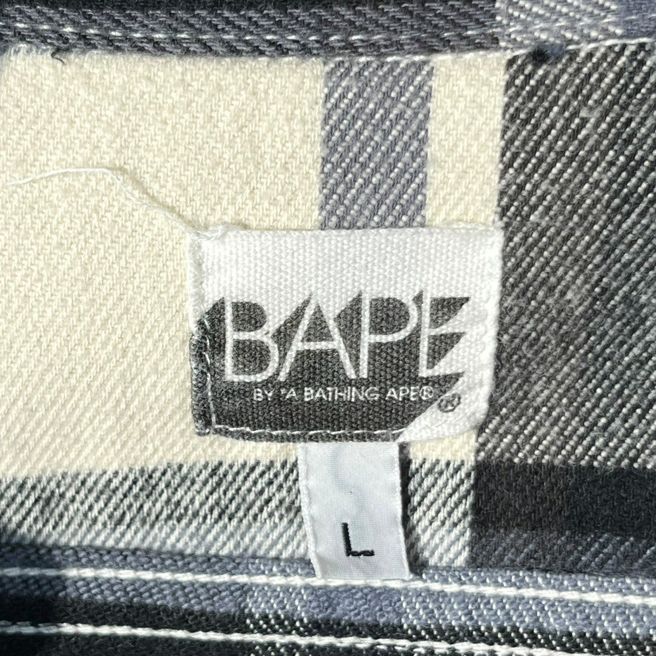 BAPE BY A BATHING APE(ベイプ バイ アベイシングエイプ) 00's tartan check flannel shirt タータンチェック フランネル シャツ L ネイビー×グレー 厚手 ジャケット
