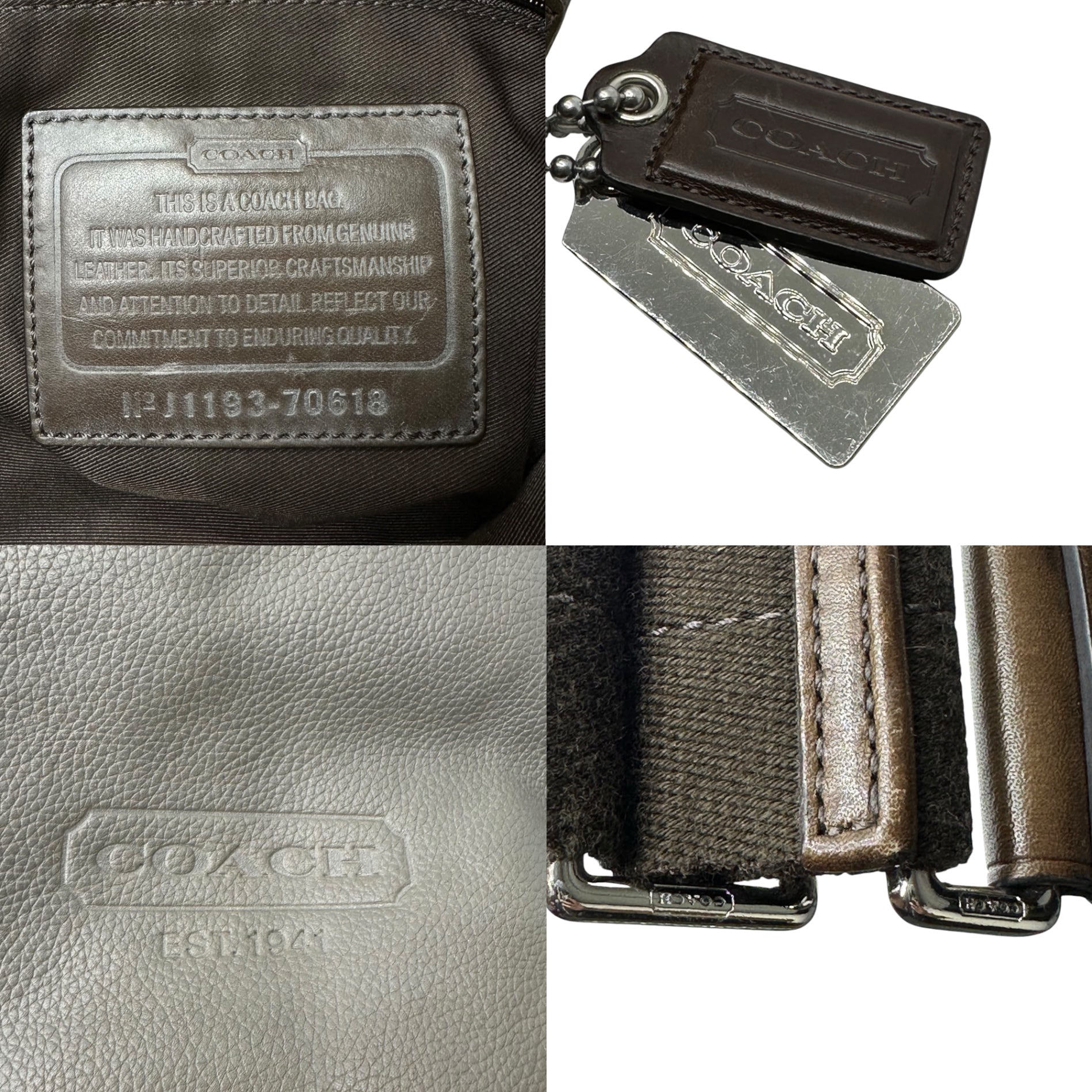 COACH(コーチ) Leather Shoulder Bags レザー ショルダー バッグ 70618 カーキ J1193 ハンド ビジネス