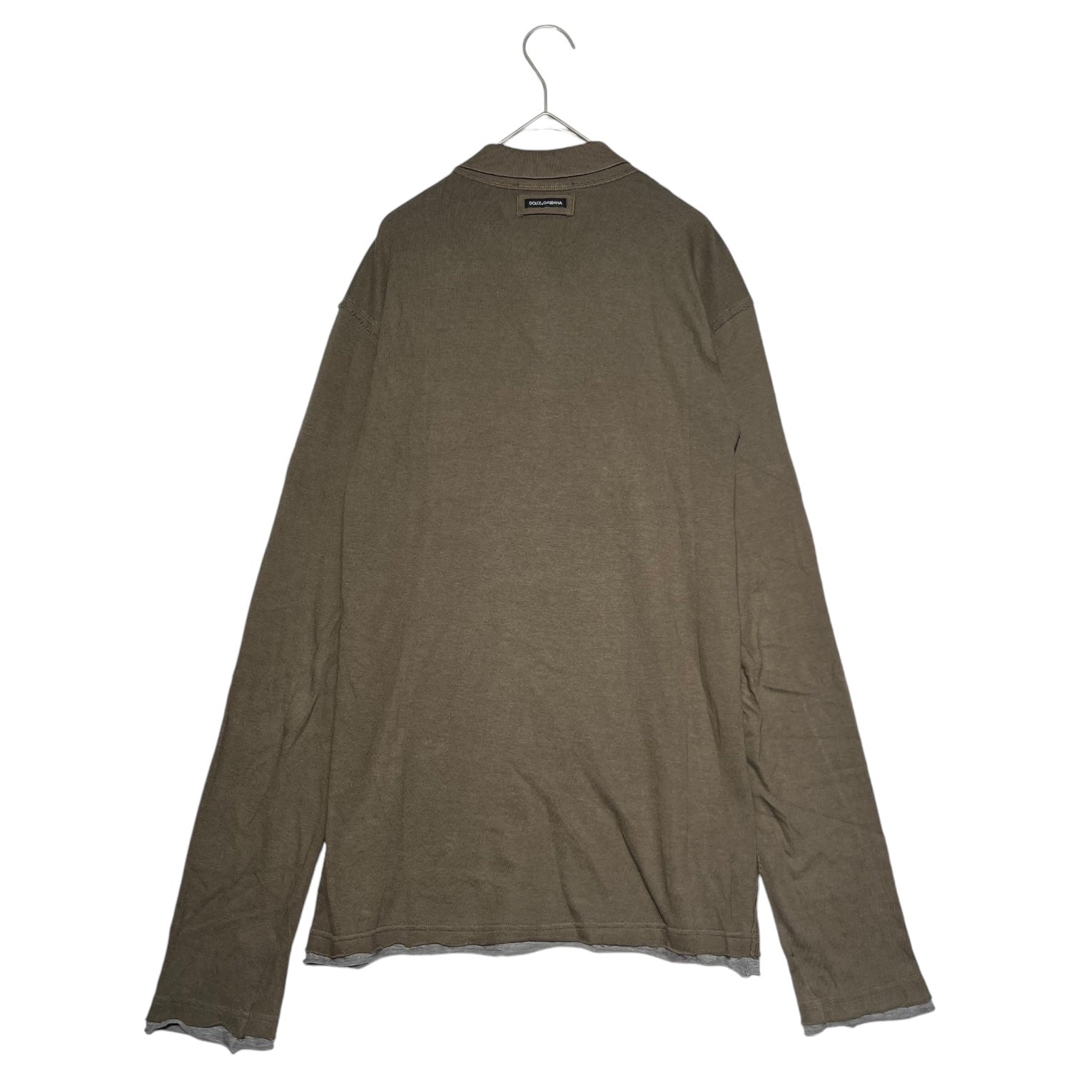 DOLCE&GABBANA(ドルチェ&ガッバーナドルガバ) Inside-out layered polo shirt インサイドアウト レイヤード ポロシャツ G8AA7G 48(M程度) カーキ