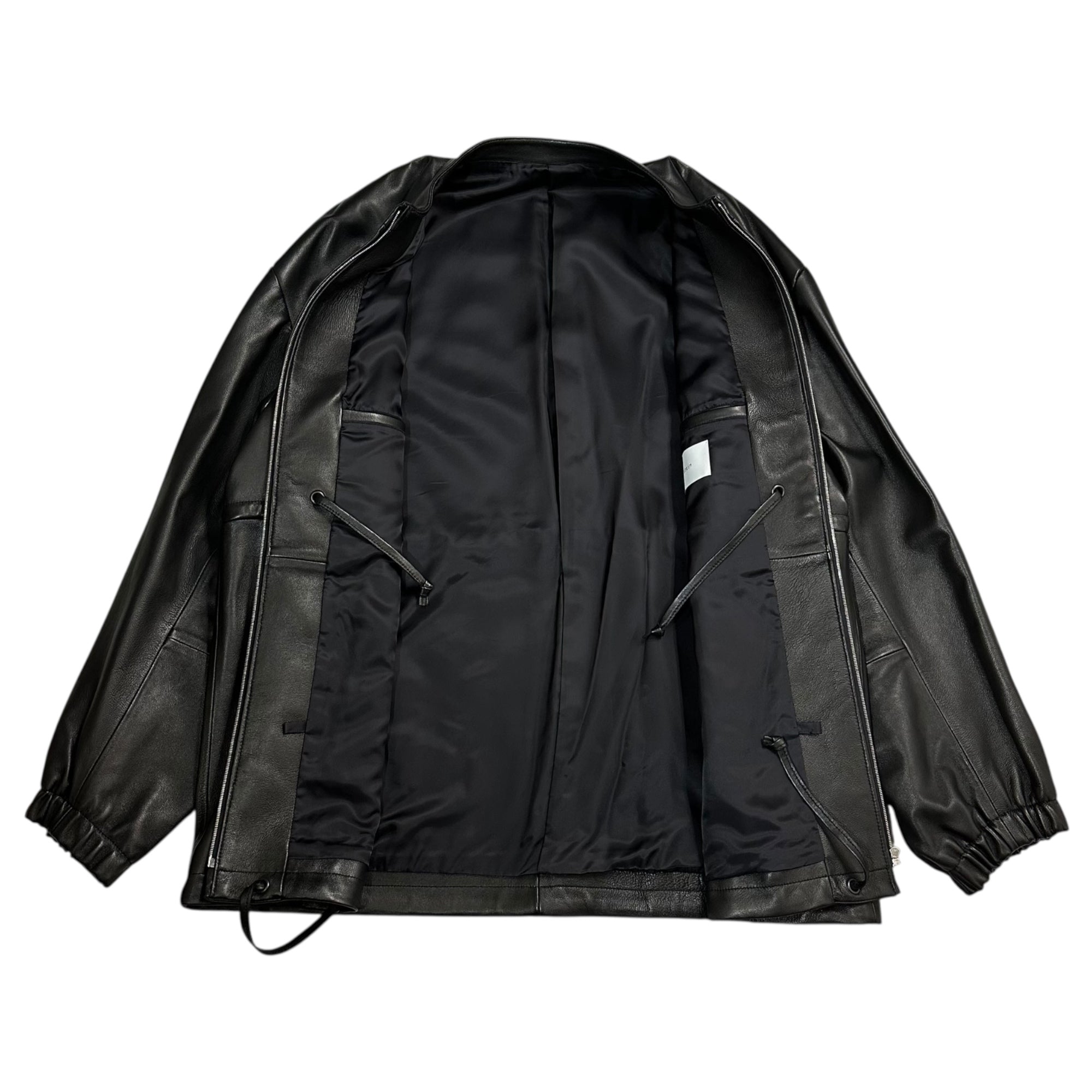 stein(シュタイン) leather drawstring jacket レザー ドローストリング ジャケット ジップアップ ST.493 S ブラック