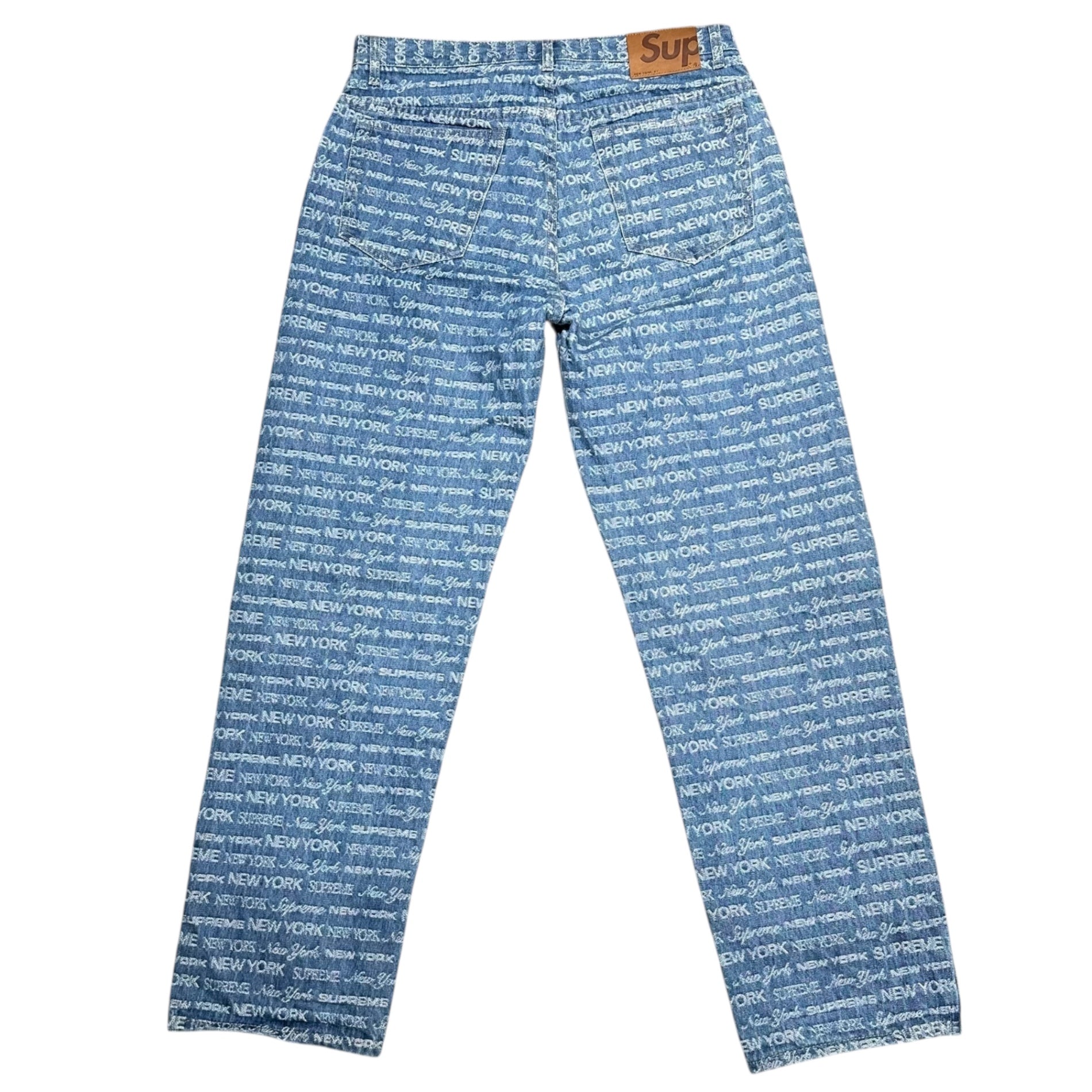 SUPREME(シュプリーム) 22AW Multi Type Jacquard Regular Jean マルチタイプ ジャカード レギュラー ジーンズ 30 ライトインディゴ 22FW ロゴ デニム パンツ