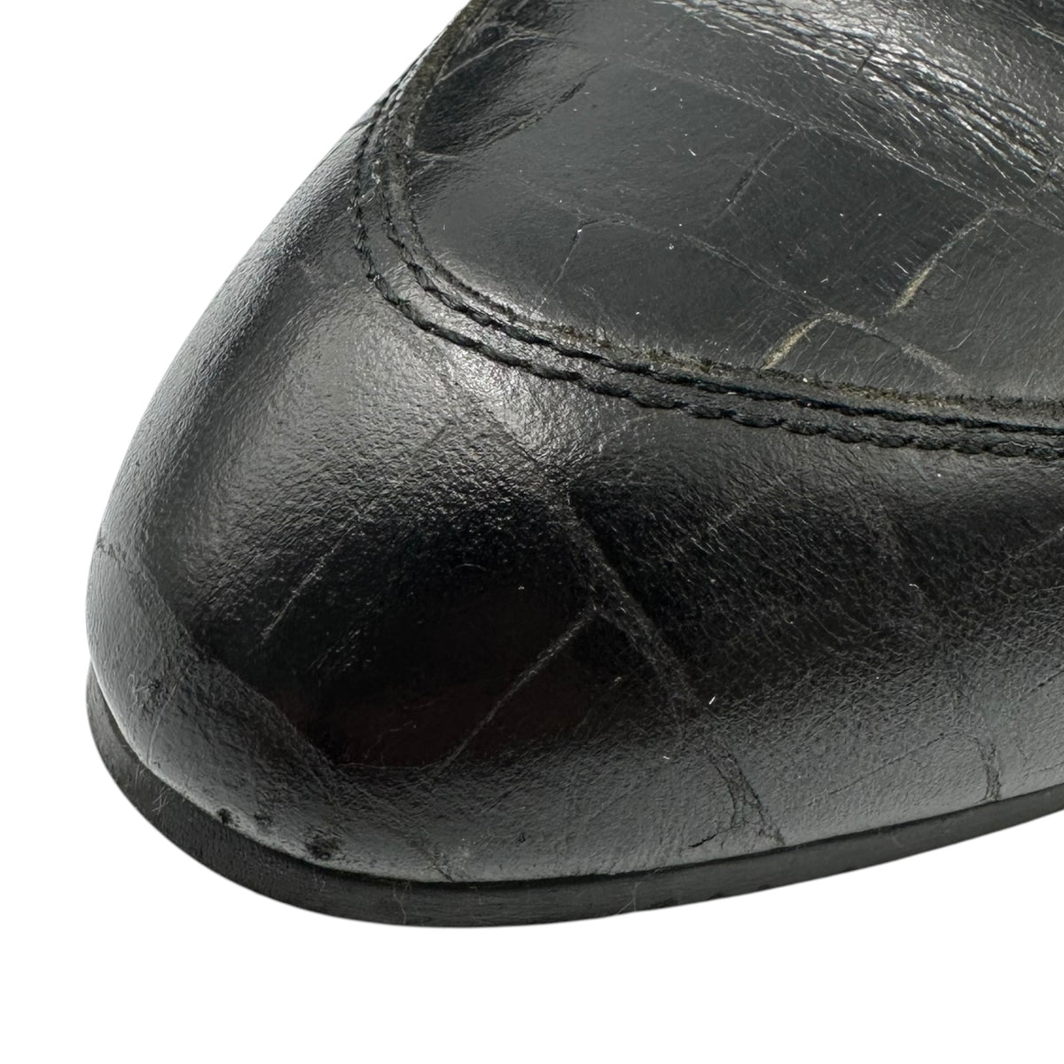 COMME des GARCONS HOMME PLUS(コムデギャルソンオムプリュス) Croc-embossed leather heeled shoes クロコ 型押し レザー ヒール シューズ 26cm ブラック 革靴