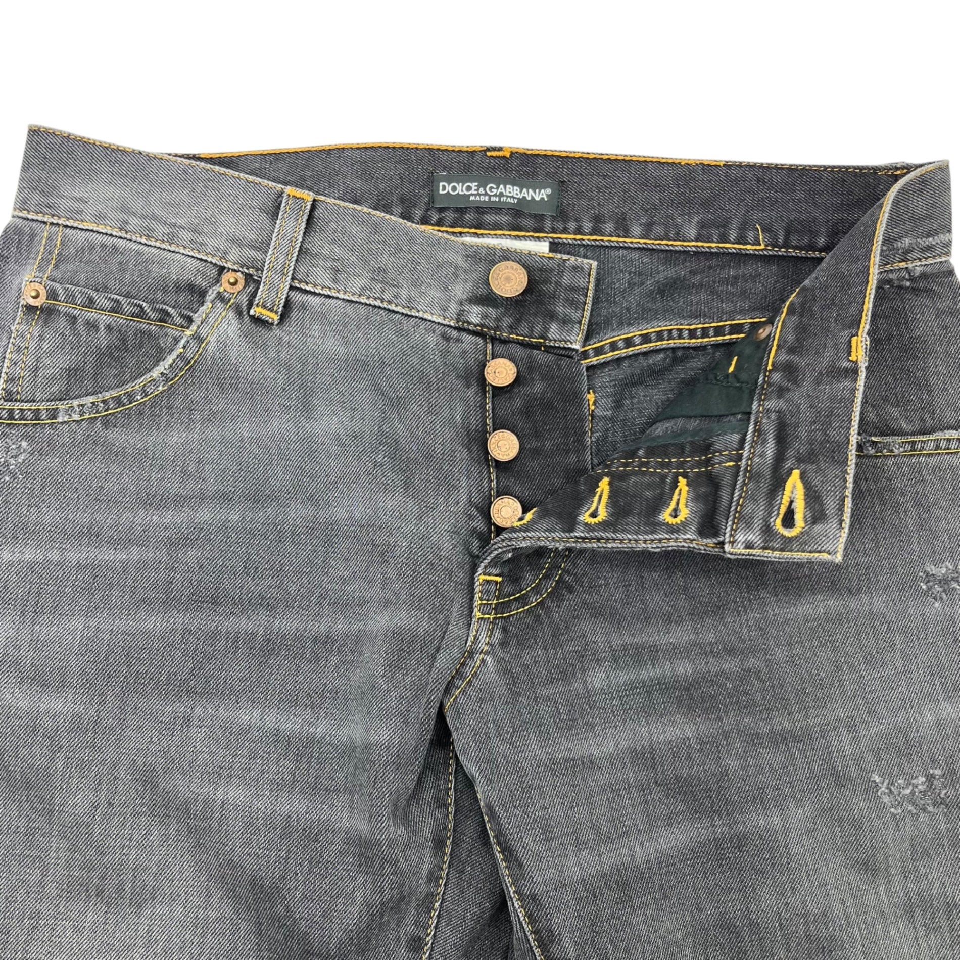DOLCE&GABBANA(ドルチェ&ガッバーナドルガバ) Distressed slim denim pants ダメージ加工 スリム デニム パンツ G32KLP G8K77 46(M程度) ブラック