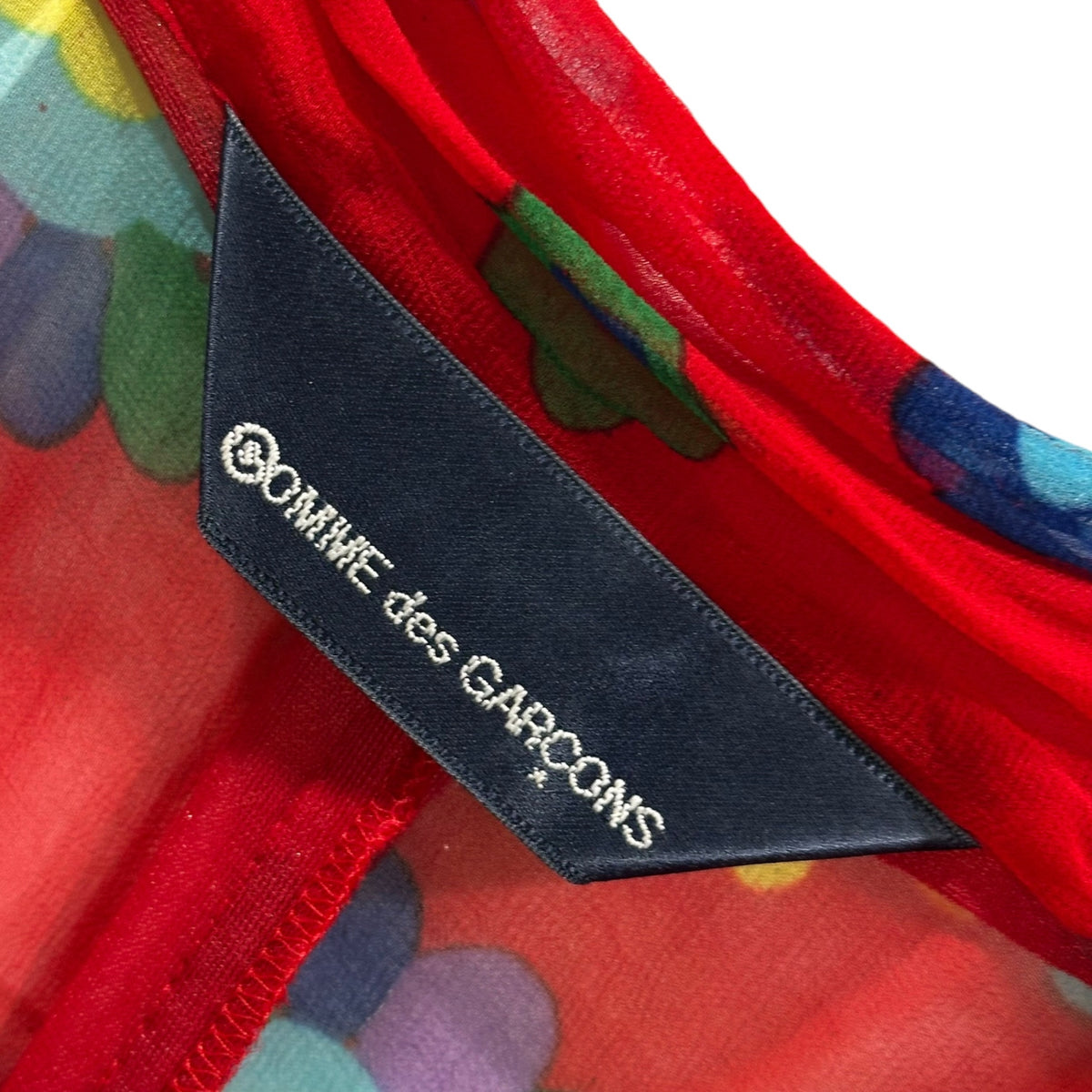 COMME des GARCONS(コムデギャルソン) 1996AW Aoyama Exclusive: Padded Flap Pocket Floral Print Cupro Sheer Shirt Jacket 青山限定 中綿 フラップポケット フローラル プリント シアー シャツ ジャケット KX-611020 FREE レッド×マルチカラー AD1996 90s アーカイブ Flowering Clothes フラワーリング クローズ