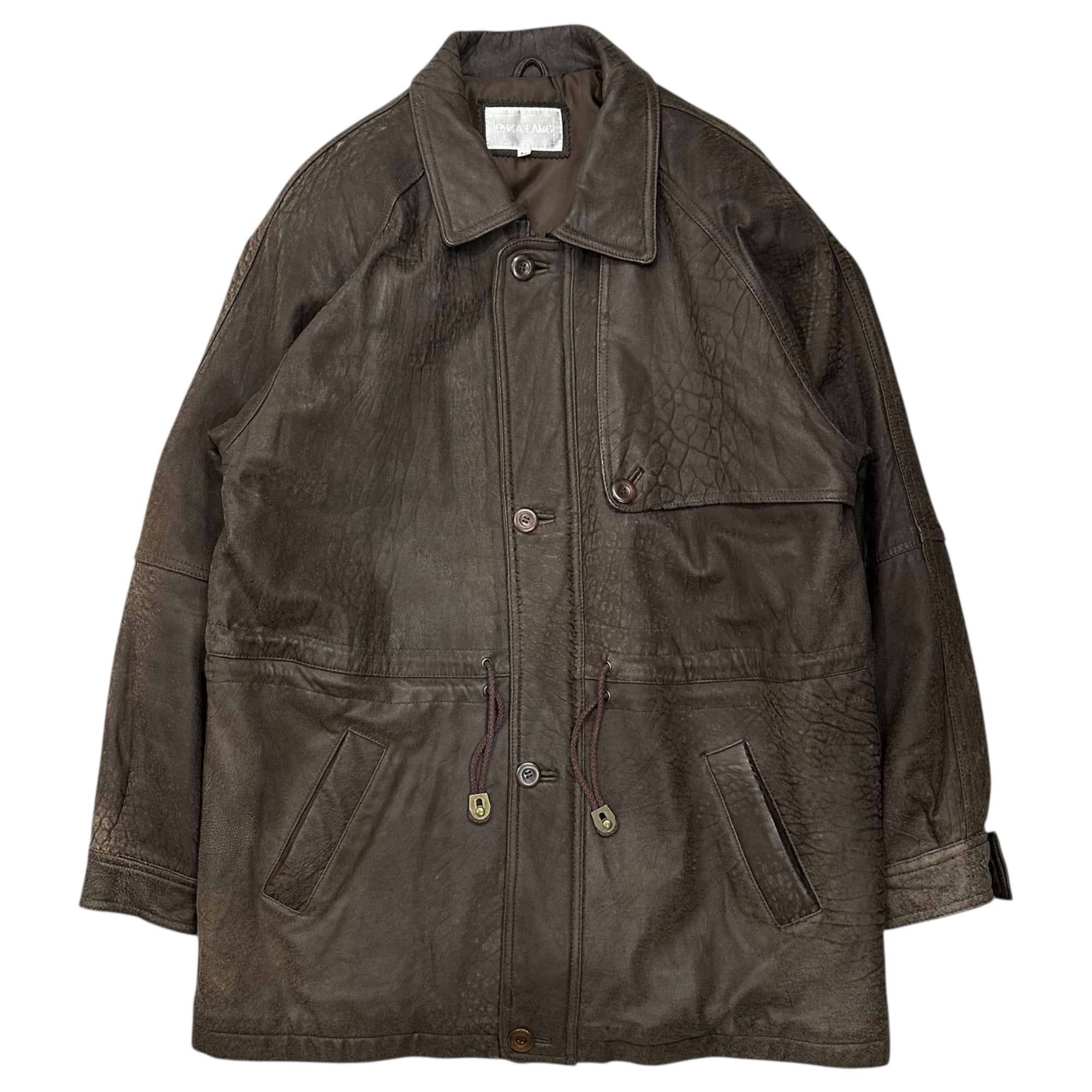 VINTAGE(ヴィンテージ) 00's Lambskin Half Coat ラムレザー ハーフ コート LL ブラウン OHKA LAMB