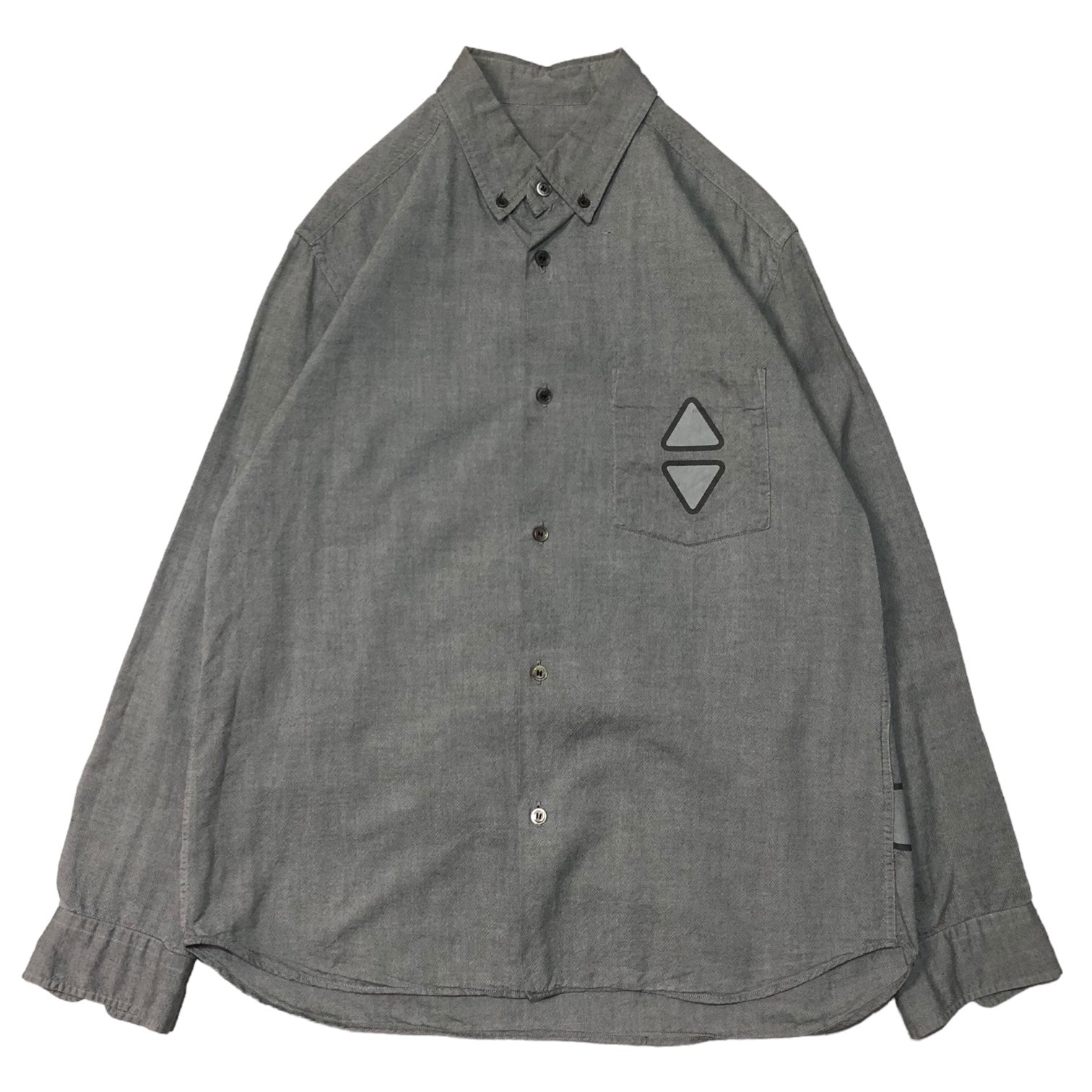 GANRYU(ガンリュウ) 09AW Design print BD shirt デザイン プリント ボタン ダウン シャツ ED-B003 M グレー 矢印 コムデギャルソン 長袖