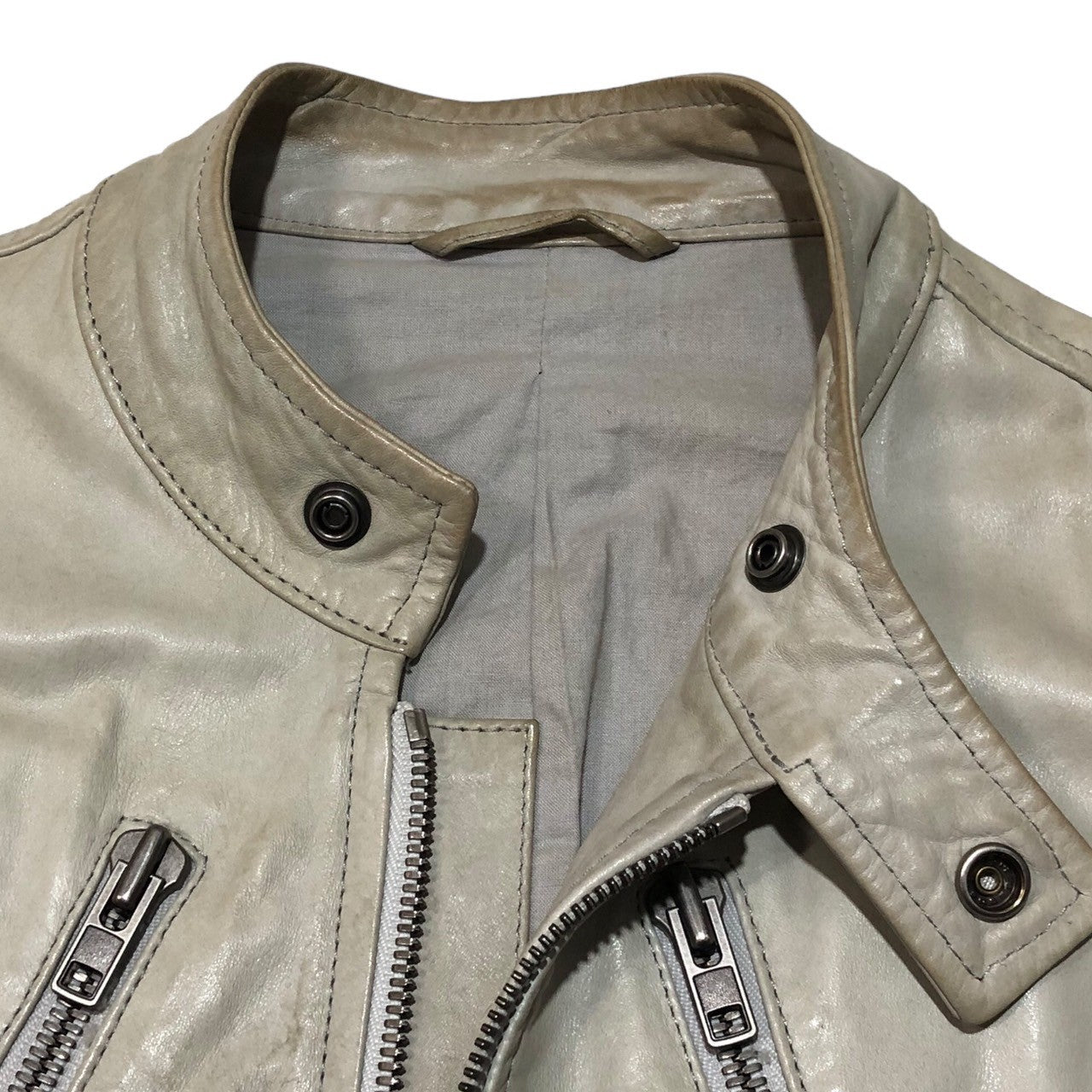 Martin Margiela 10(マルタンマルジェラ10) 09SS 本人期 5zip riders/Figure eight single riders/八の字ライダースジャケット/牛革 30 AM 101 SIZE 44 クリーム