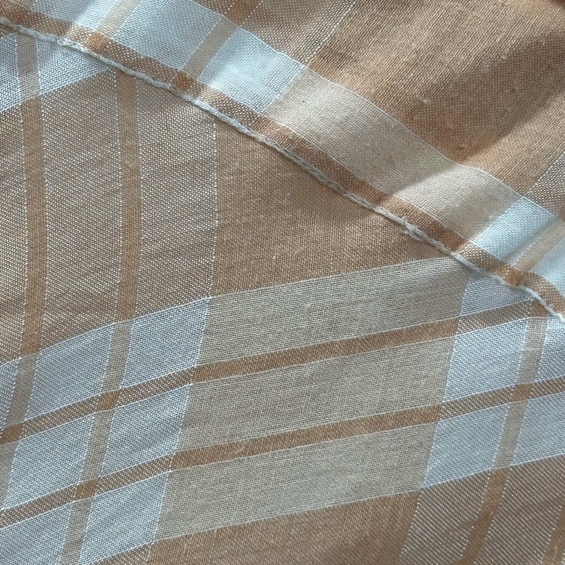 COMME des GARCONS FRANCE(コムデギャルソンフランス) 1980's Asymmetrical Check L/S Shirt アシンメトリー 長袖 チェック シャツ S オレンジ×ホワイト 80年代 アーカイブ シアー