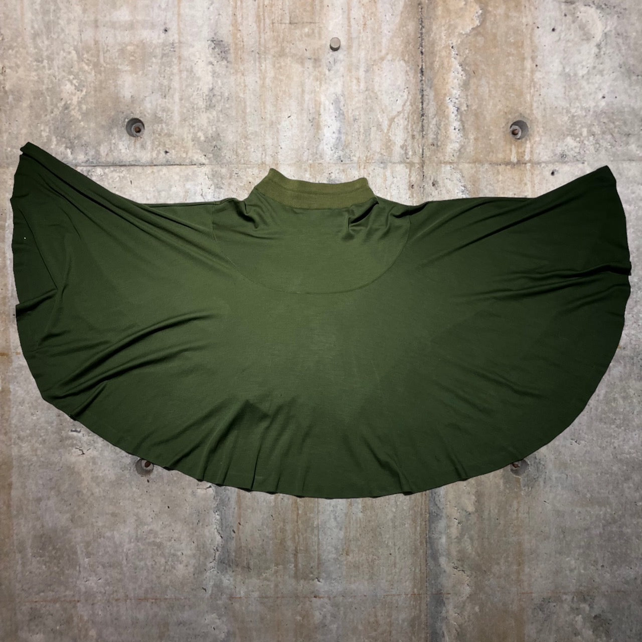 ISSEY MIYAKE(イッセイミヤケ) 80's筆タグ ウール ニット アシンメトリー スカート ゴムウエスト JY53058 M カーキ 80年代 ヴィンテージ