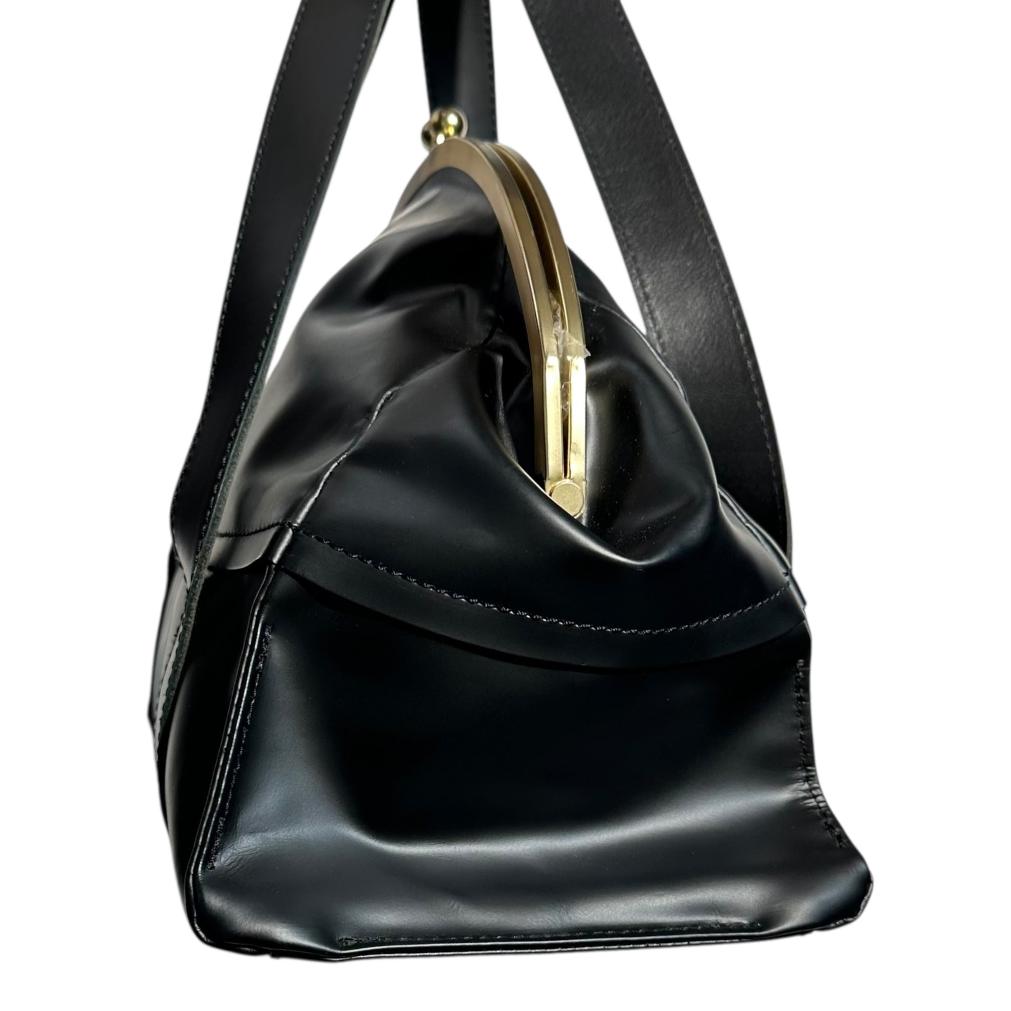 tricot COMME des GARCONS(トリココムデギャルソン) Cow leather coin purse shoulder bag カウ レザー がま口 ショルダー バッグ TA-K204 ブラック ワン トート