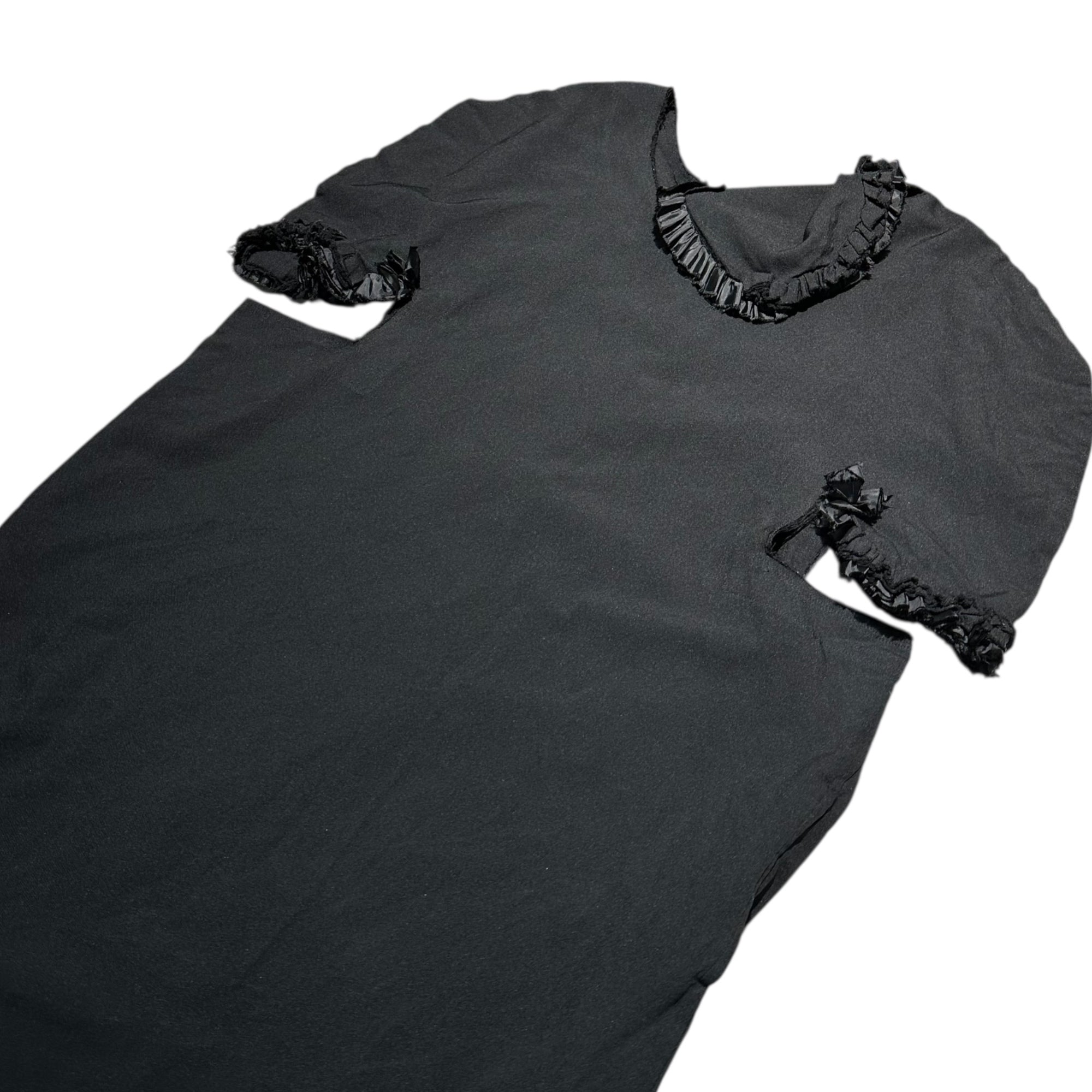 COMME des GARCONS(コムデギャルソン) 14SS Product-dyed Asymmetrical Distorted Frill Dress 製品染め アシンメトリー 変形 フリル ワンピース GM-O002 S ブラック AD2013 服でない服期