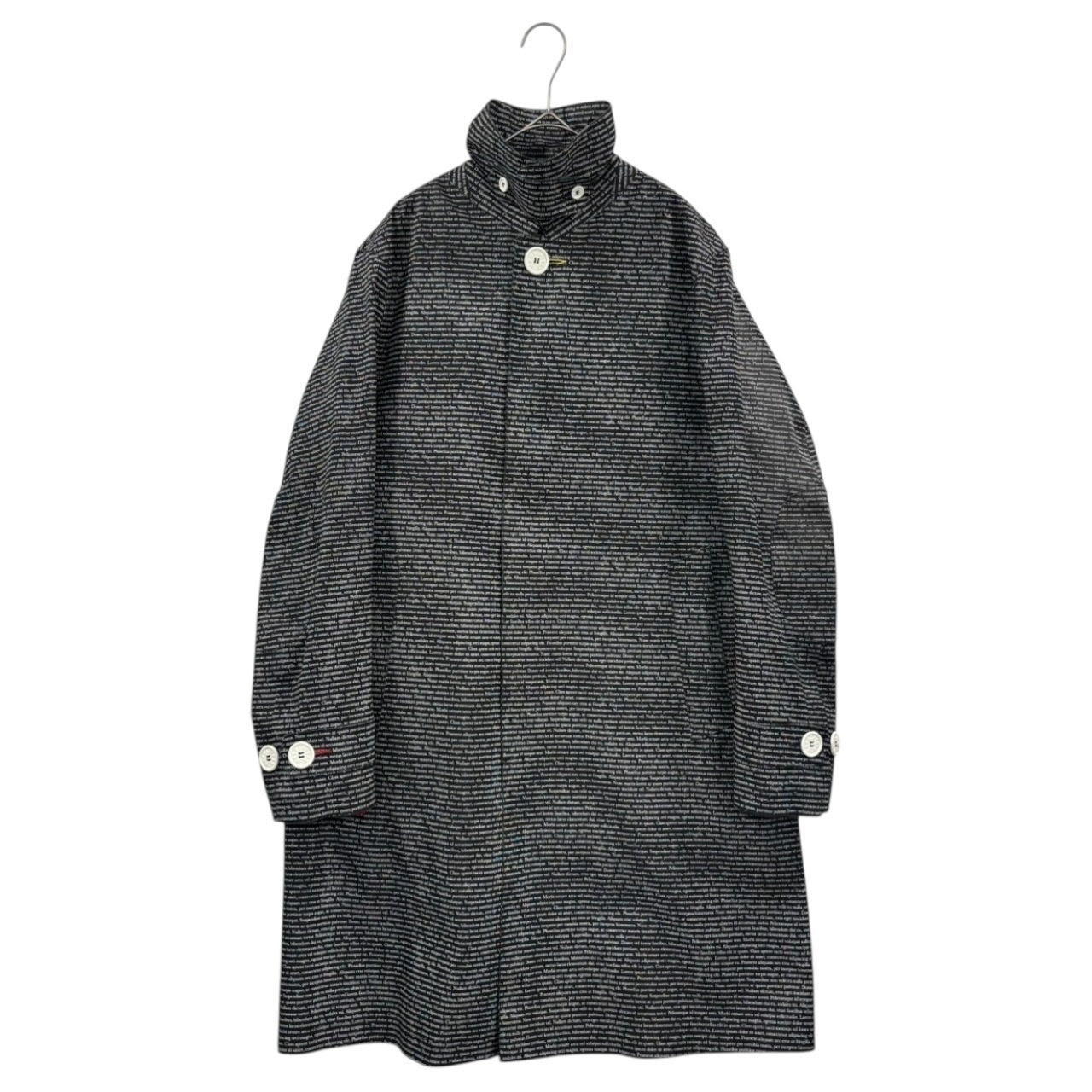 MACKINTOSH×BAND OF OUTSIDERS(マッキントッシュ×バンドオブアウトサイダーズ) Laurel Eve Sam Text Print Rubber-Coated Coat ロレル イブサム テキスト プリント ゴム引き コート 40 ブラック