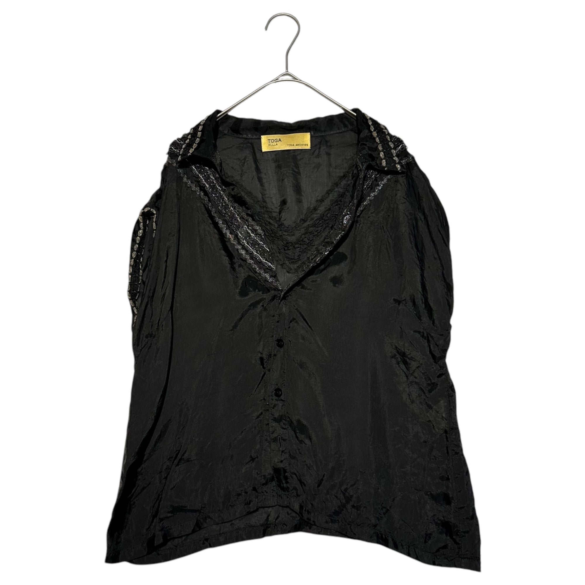 TOGA PULLA(トーガプルラ) Bijou-style sewing sleeveless blouse ビジュー調 ノースリーブ ブラウス TP51-FJ213 M ブラック