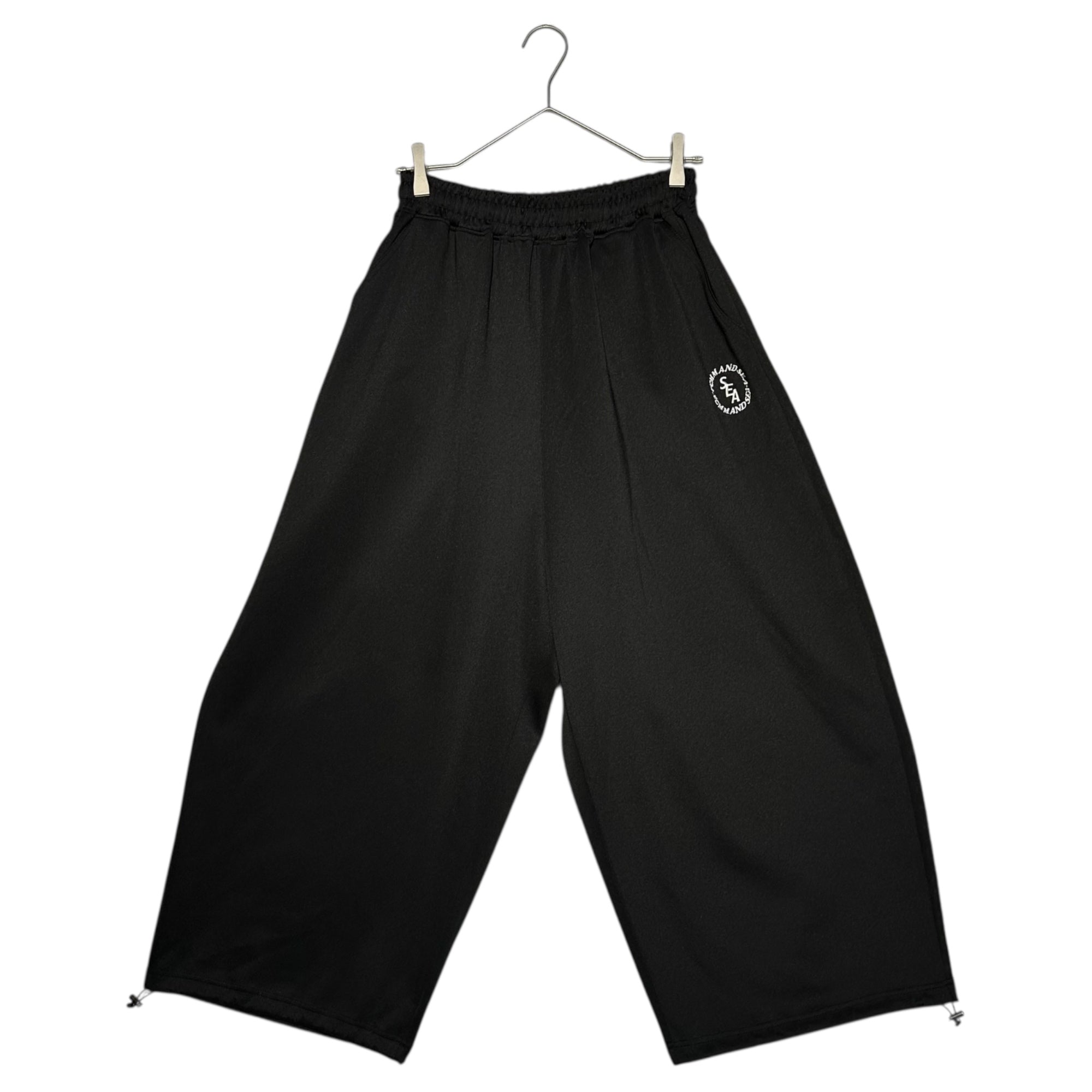 WIND AND SEA×FCMM(ウィンダンシー×エフシーエムエム) Round Wide Pants ラウンド ワイド スウェット パンツ FC021048BW M ブラック バギー ドローコード