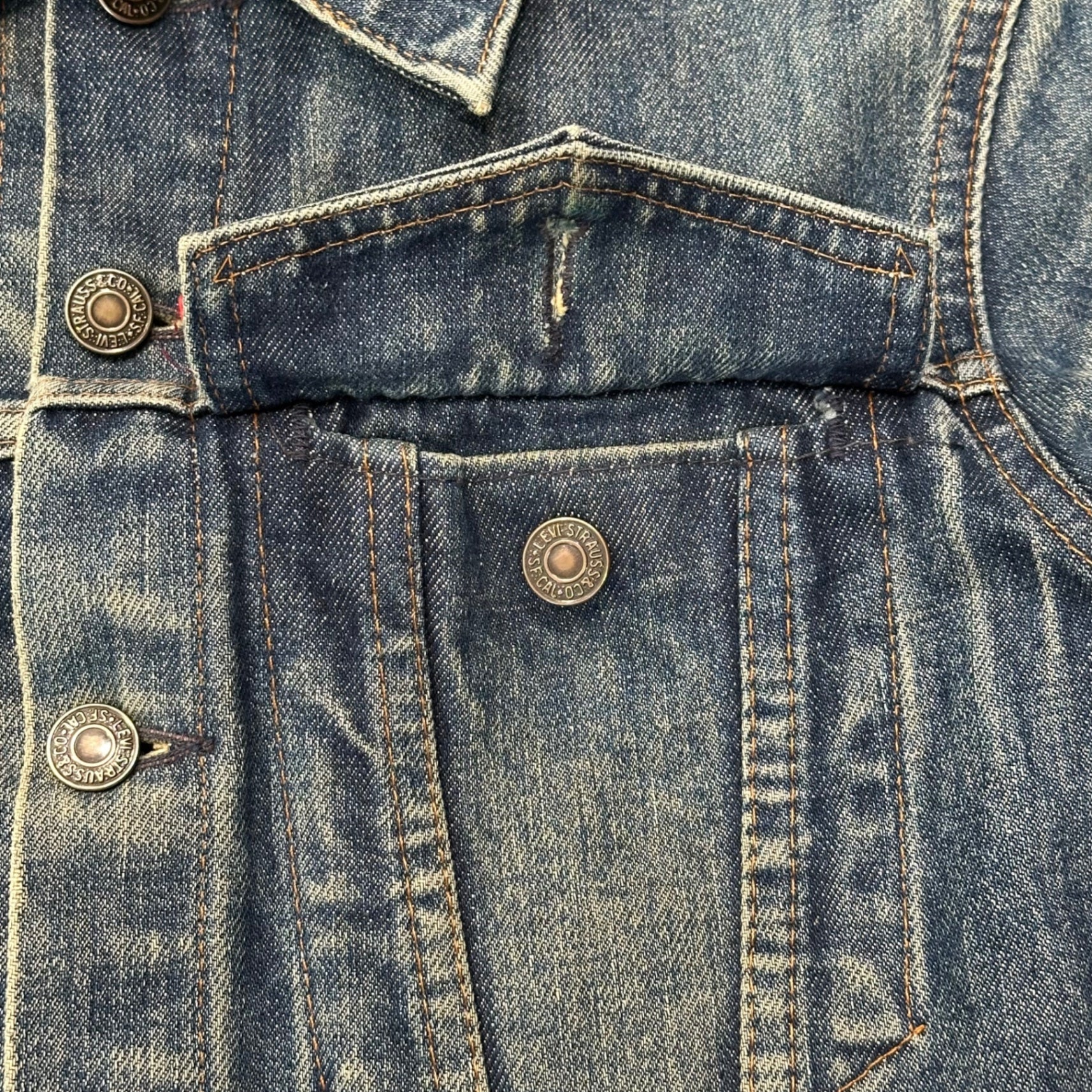 Levi's(リーバイス) 60's 70505 Tracker Denim Jacket 4th トラッカー デニム ジャケット 表記無(XS程度) インディゴ 推定60年代 ヴィンテージ