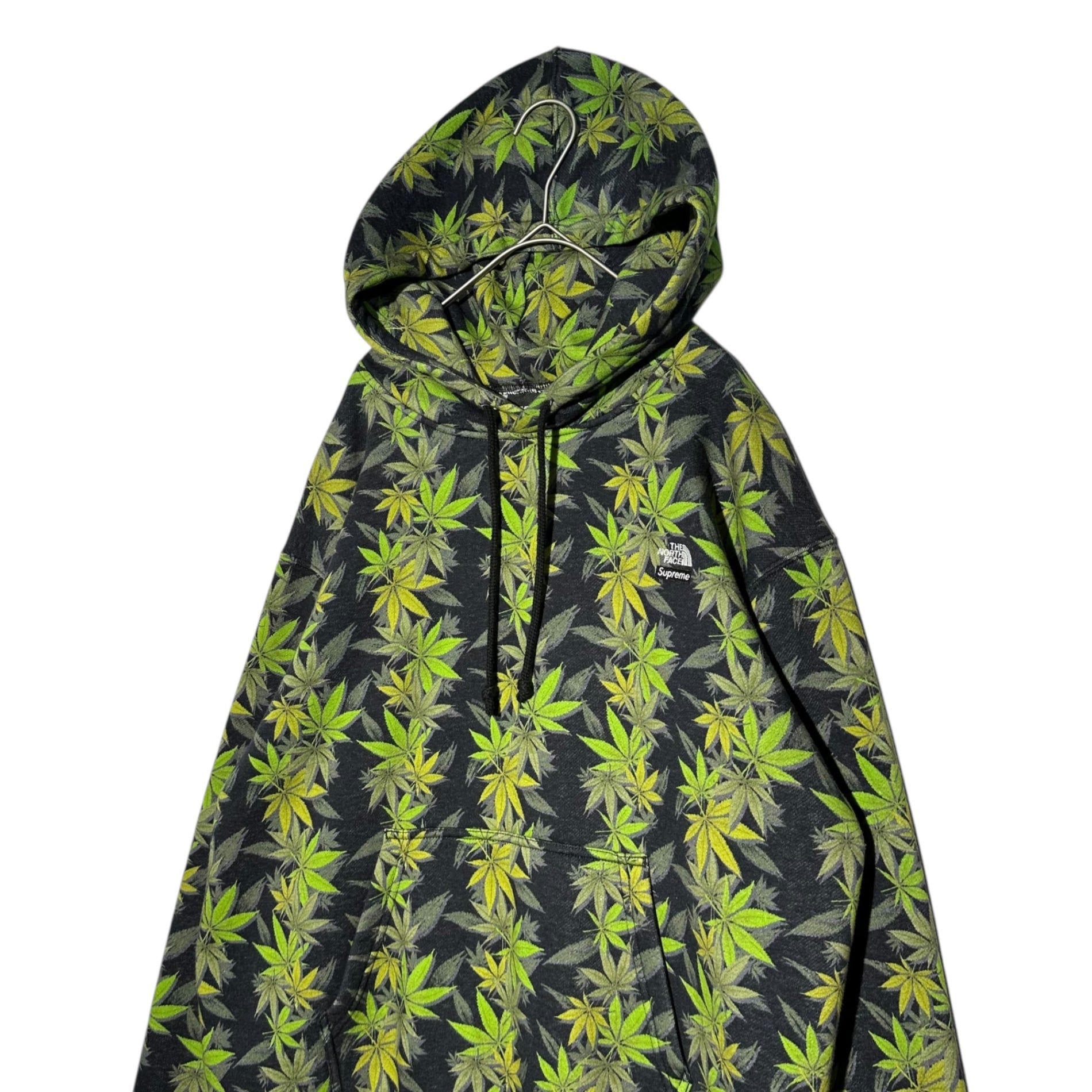 SUPREME×THE NORTH FACE(シュプリーム×ノースフェイス) 23AW Leaf Hooded P/O Sweat Shirt 総柄 リーフ プルオーバー パーカー NT52301I S ブラック×グリーン 23FW