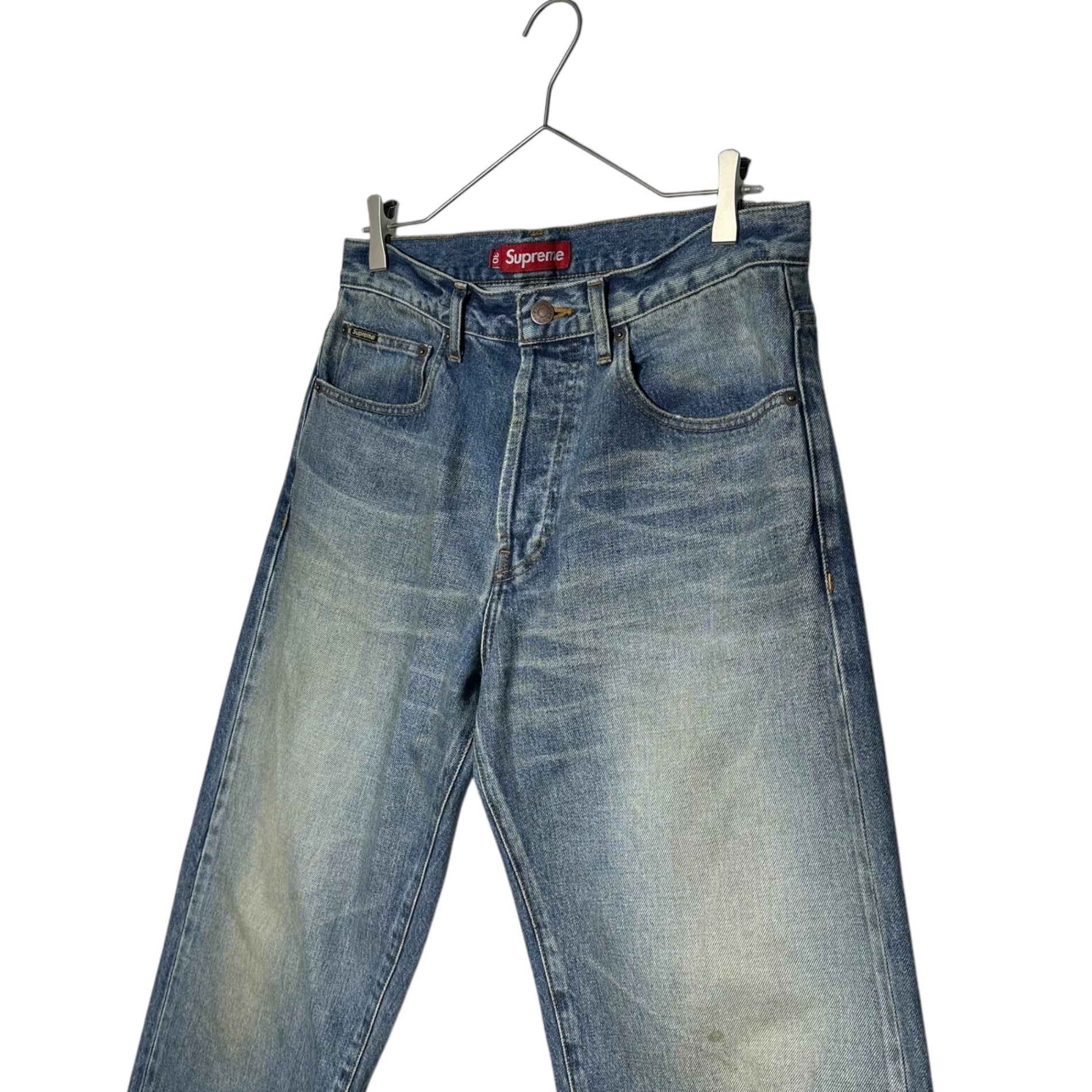 SUPREME(シュプリーム) 24AW Distressed Loose Fit Selvedge Jean ヴィンテージ 加工 ワイド デニム パンツ 30 インディゴ 24FW