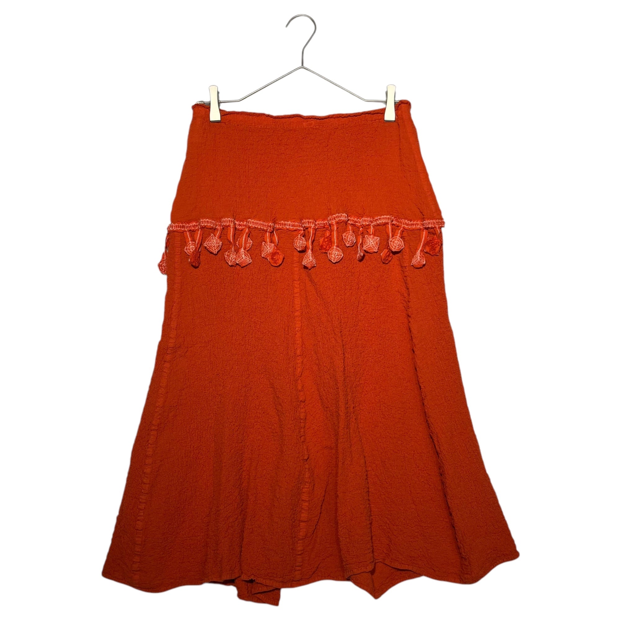 me ISSEY MIYAKE(ミーイッセイミヤケ) Wrinkled Popcorn Skirt Semi-Long シワ加工 ポップコーン スカート セミロング プリーツ MI64FG221 FREE オレンジ