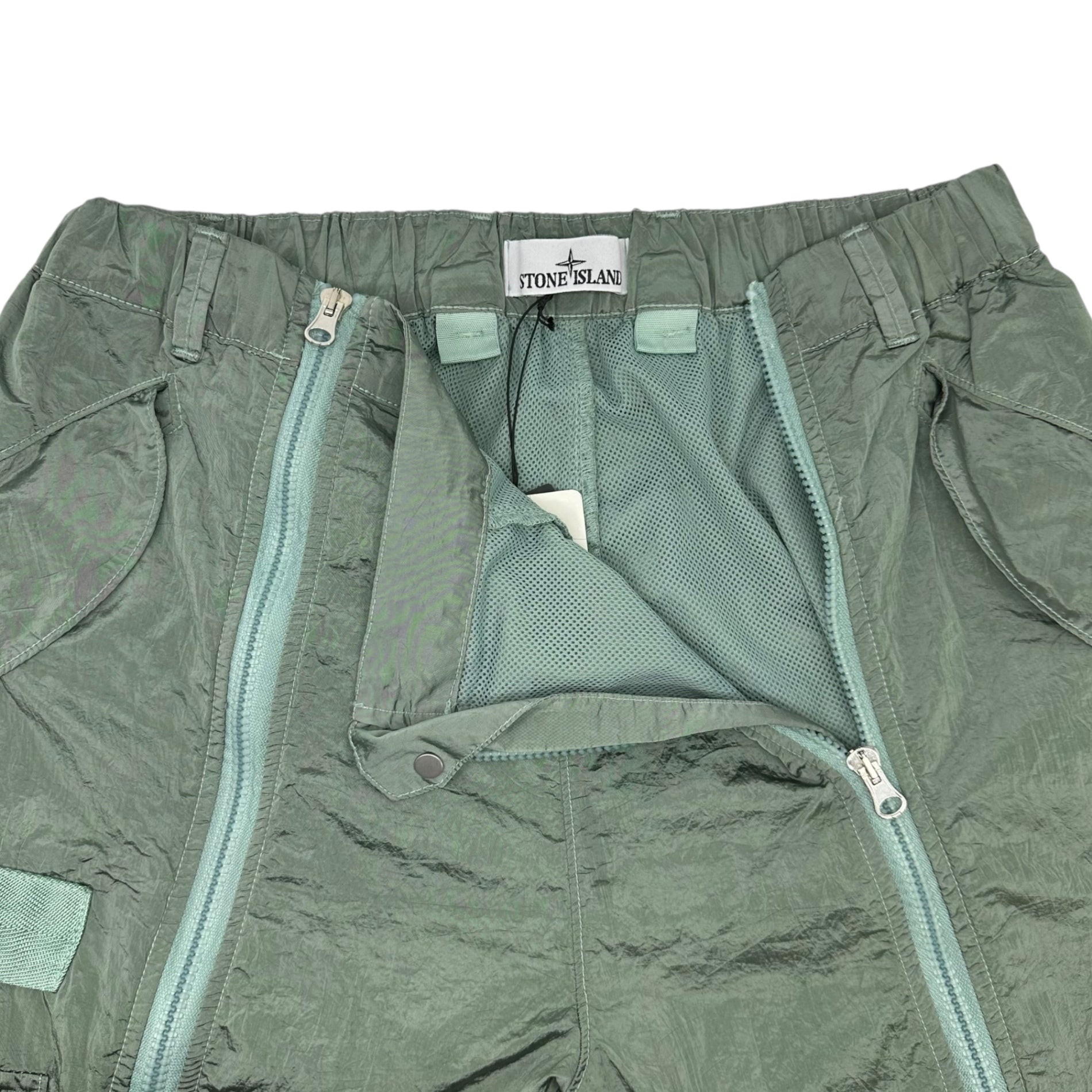STONE ISLAND(ストーンアイランド) 22AW NYLON METAL IN ECONYL FRONT ZIP CARGO PANTS ナイロンメタル フロント ジップ カーゴ パンツ 771531619 W32 グリーン ジョガー