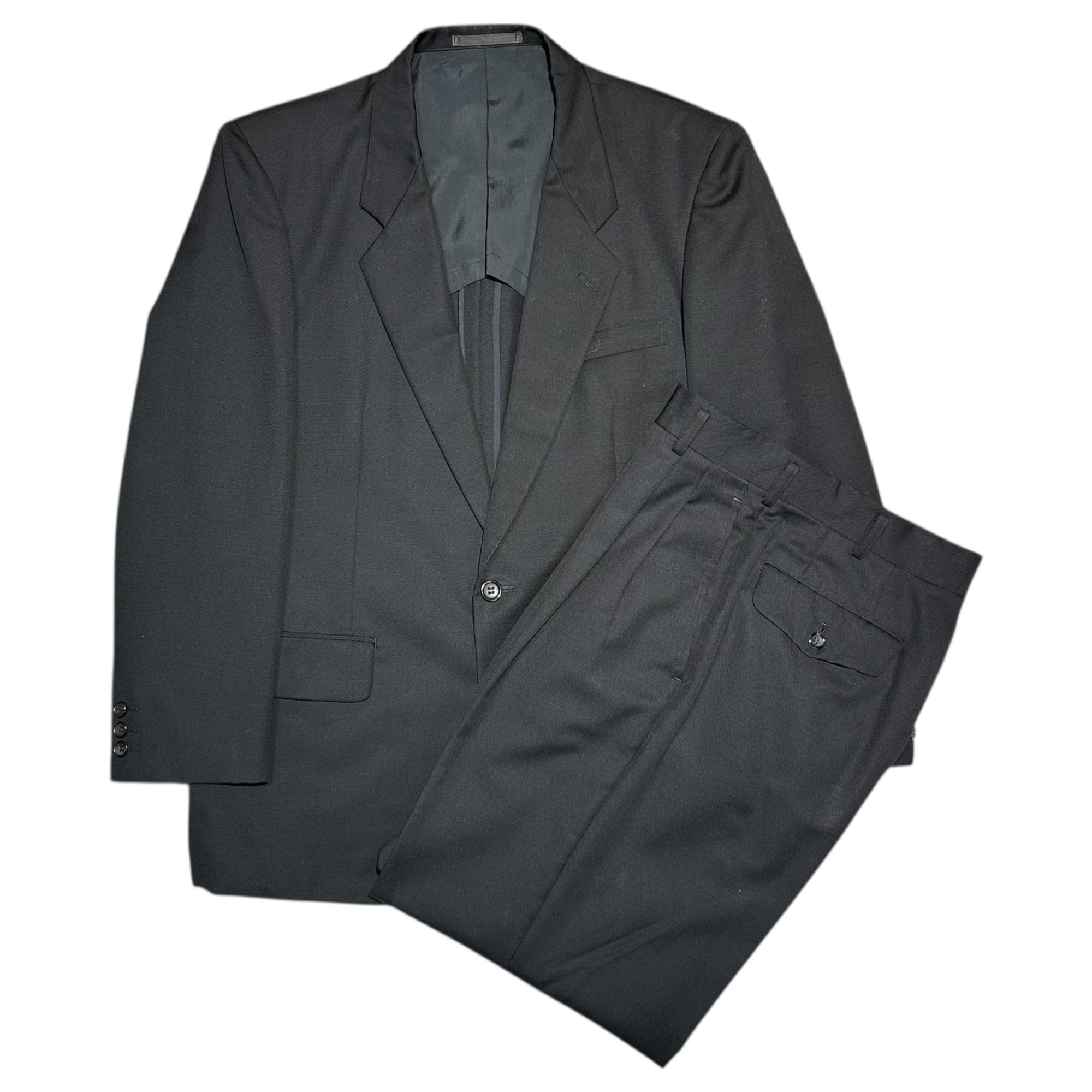 COMME des GARCONS HOMME(コムデギャルソンオム) 89AW Mohair Wool 2-Piece Suit 本人期 モヘア ウール 2B セットアップ スーツ HS-11002 S ブラック 80's 80年代 アーカイブ テーラード ジャケット 2タック スラックス