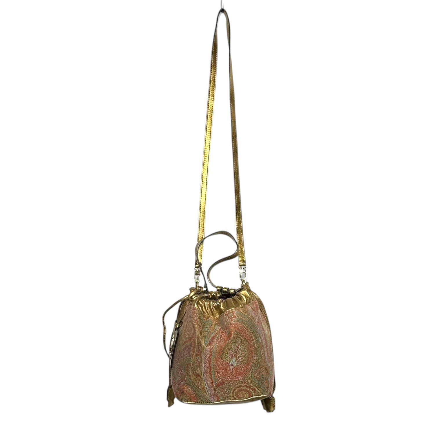 ETRO(エトロ) Paisley pattern drawstring leather shoulder bag ペイズリー柄 巾着 レザー ショルダー バッグ 1G504-1884 レッド×ゴールド 25-03-15