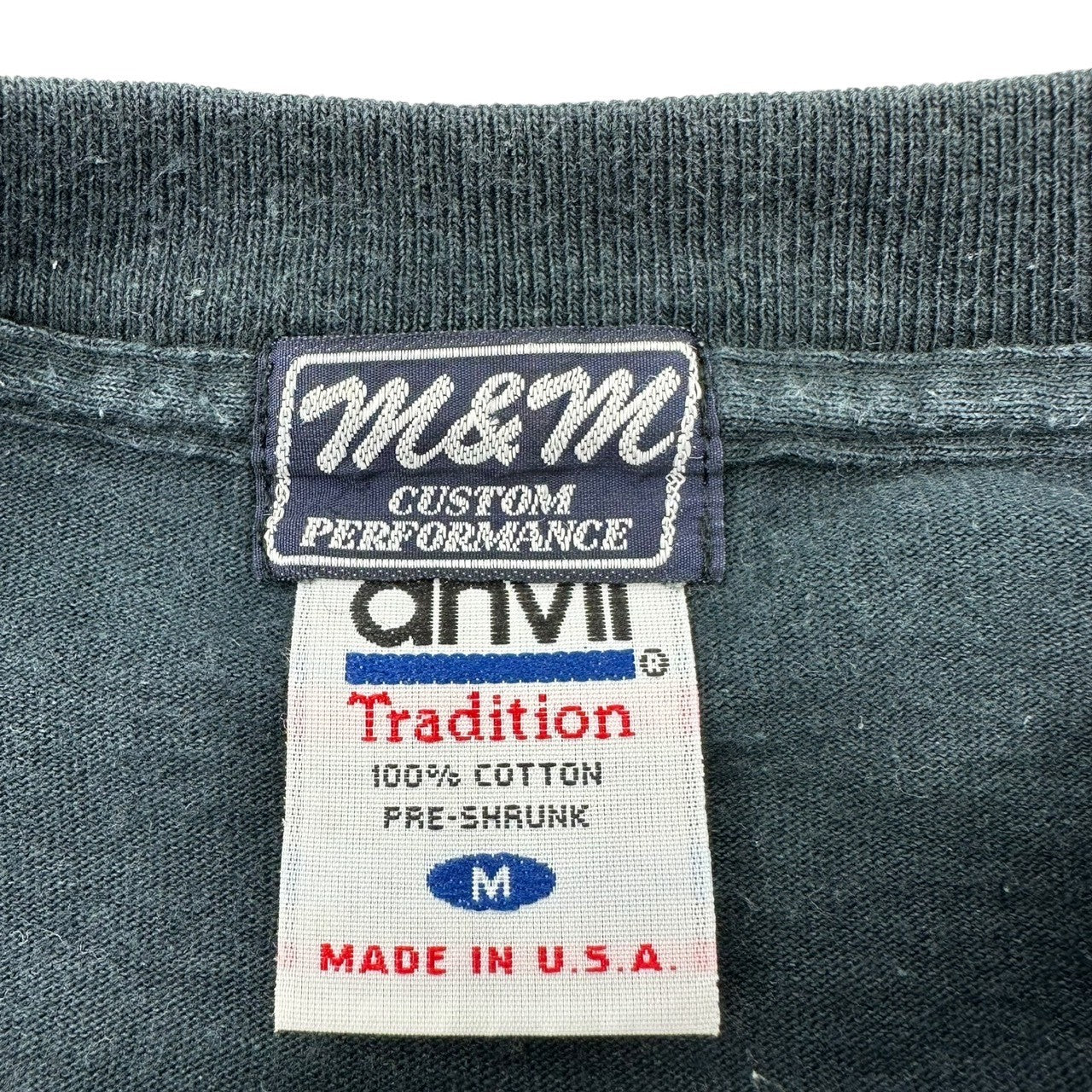 m&m CUSTOM PERFORMANCE(エムアンドエム) Basic Back Cross Crew Neck T-Shirt ベーシック バッククロス クルーネック Tシャツ アンビルボディ M ブラック