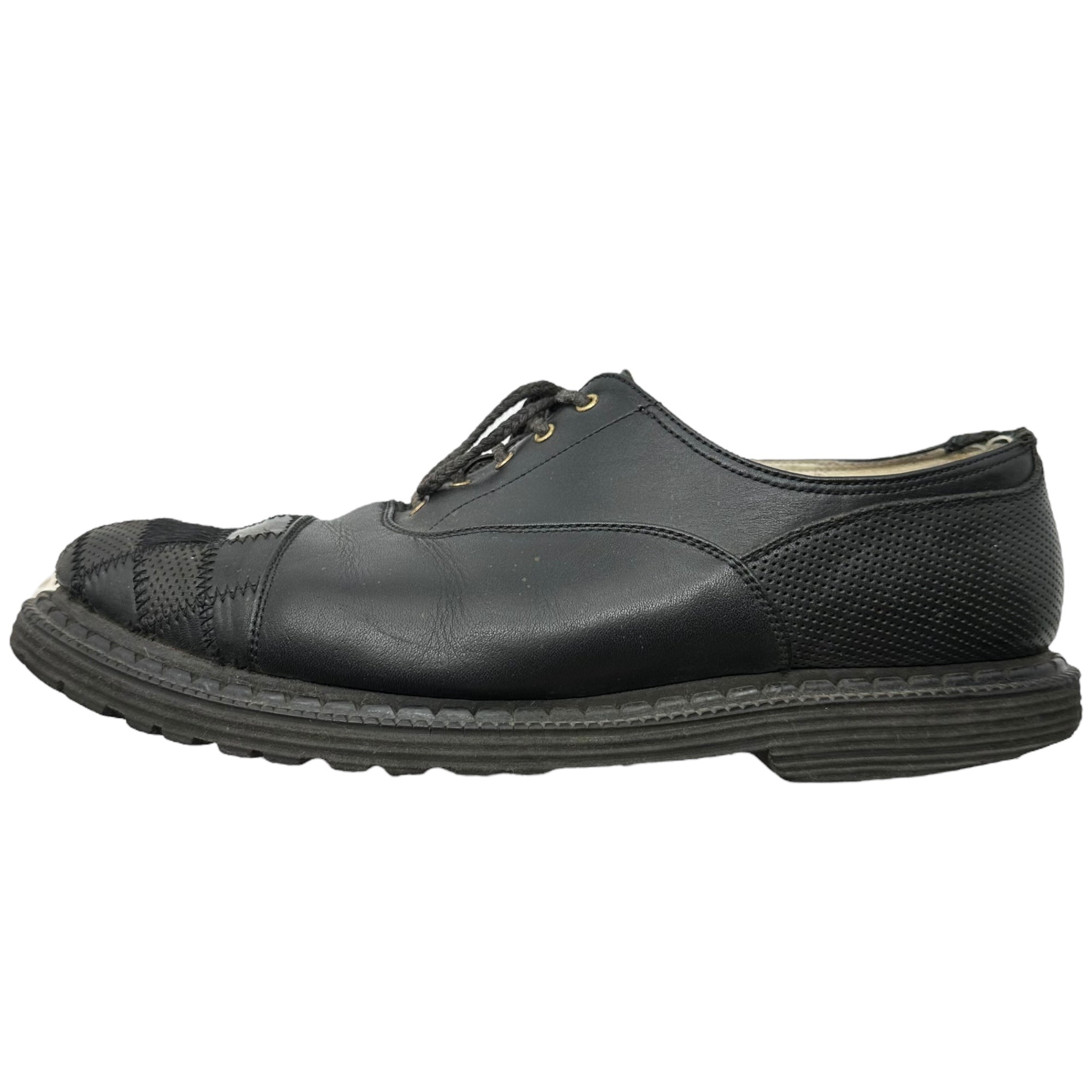 JOLI(ジョリ) Toe plaid craft leather shoes チェックトゥ クラフトレザーシューズ 4(27~28.0cm程度) ブラック ソール減り、使用感有