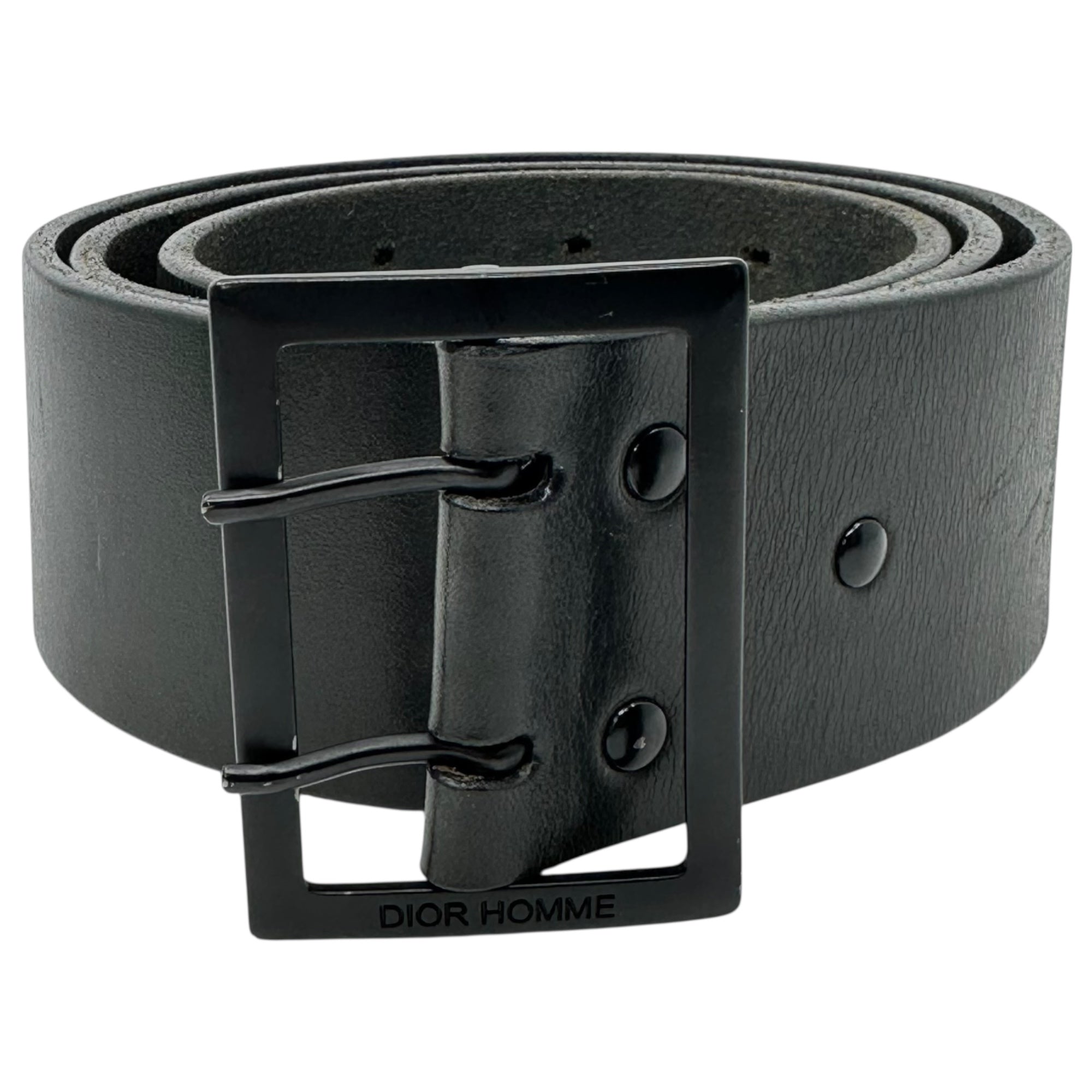 Dior HOMME(ディオールオム) by Hedi Slimane Double-Pin Leather Belt エディ スリマン ダブルピン レザー ベルト 90/105 ブラック エディ期 アーカイブ
