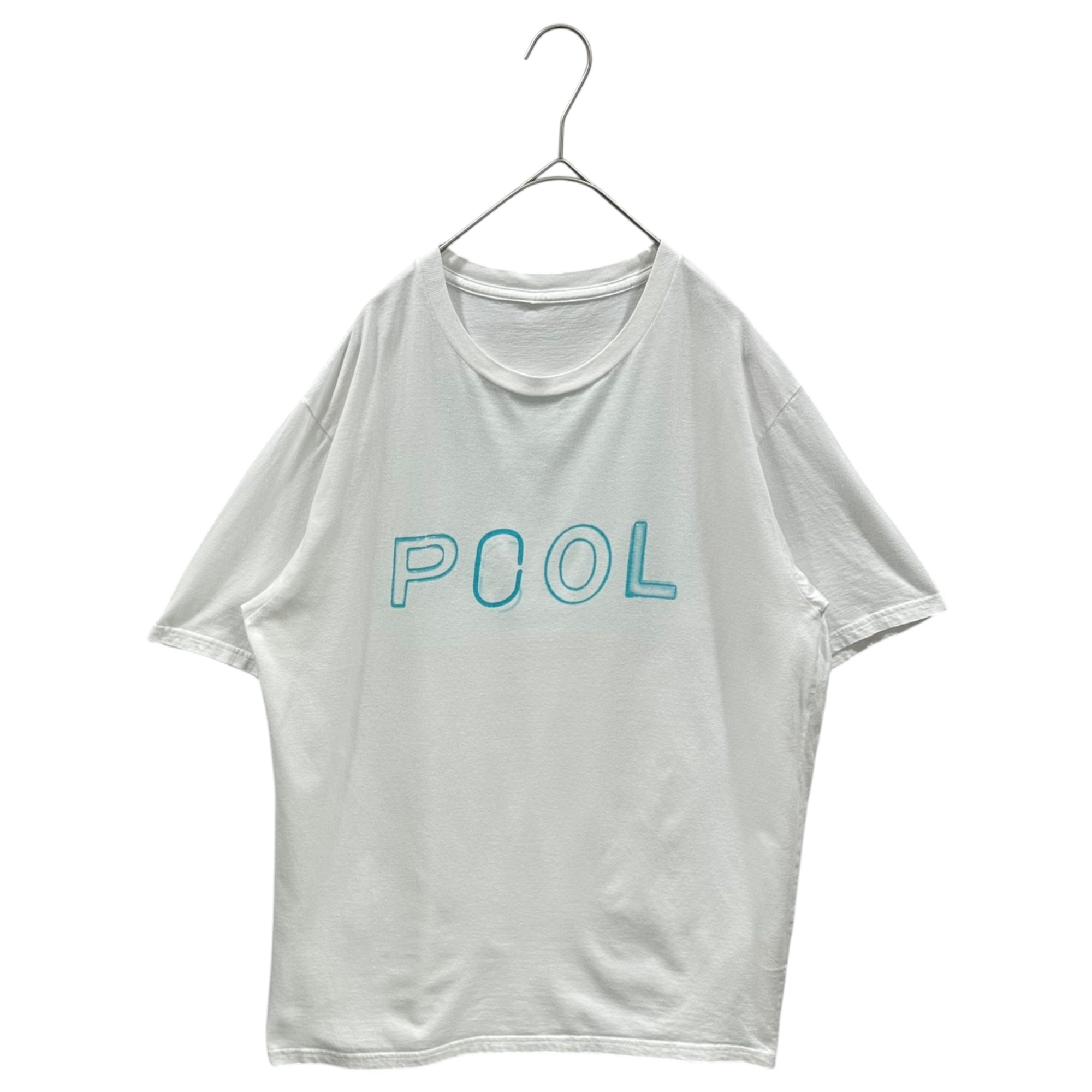 THE POOL AOYMA (ザプールアオヤマ) Neon logo Graphic print s/s T-shirt ネオン ロゴ グラフィック プリント 半袖 Tシャツ L ホワイト×ライトブルー