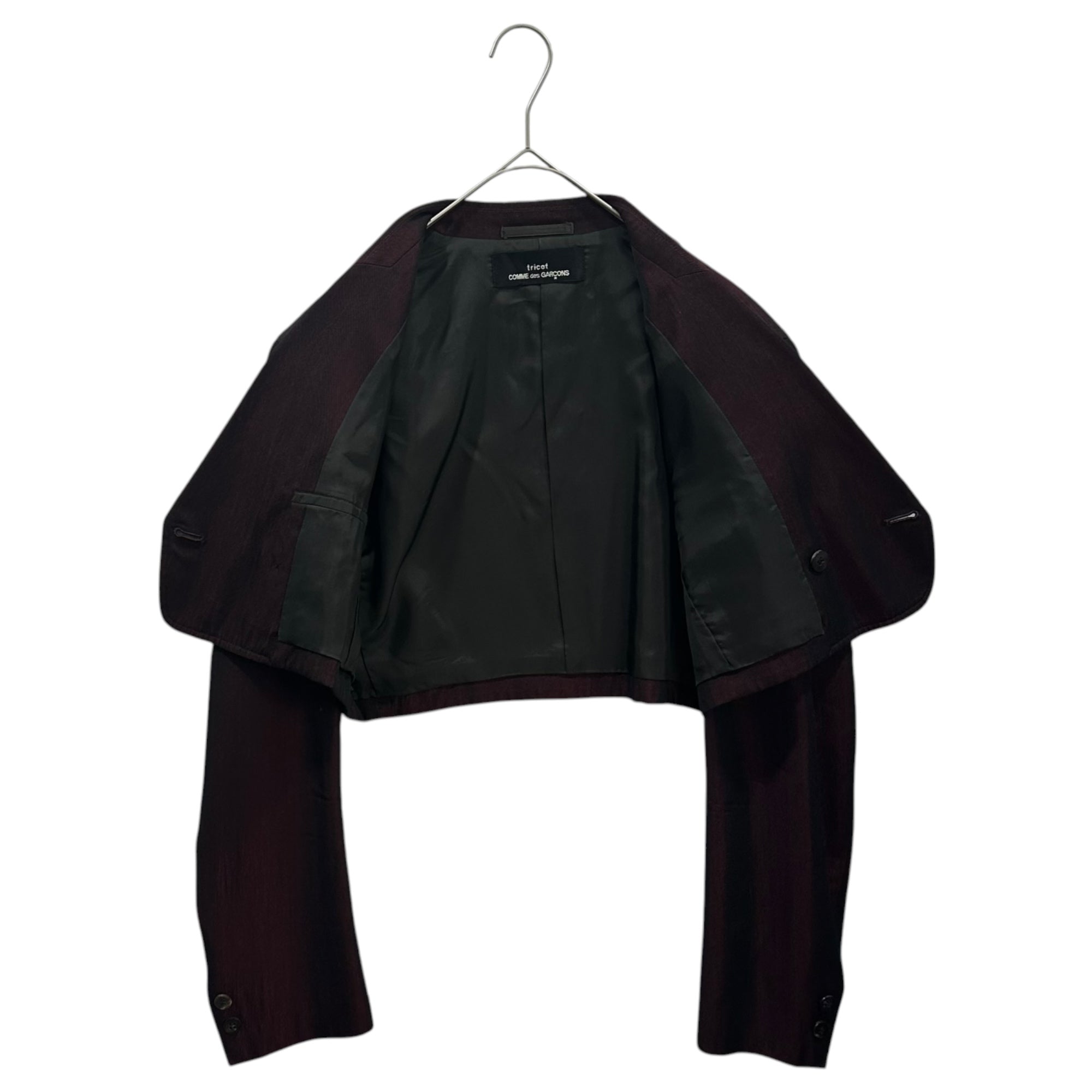 tricot COMME des GARCONS(トリココムデギャルソン) Short-length double-breasted tailored jacket 短丈 ショート丈 ダブル テーラード ジャケット 表記無(M程度) ボルドー×ブラック