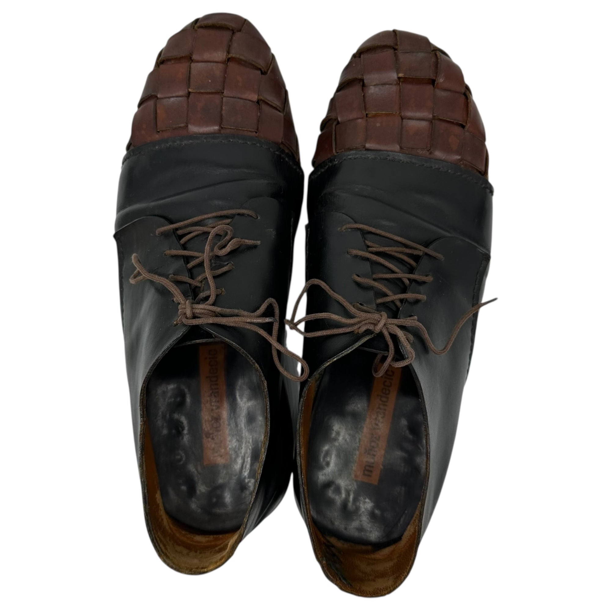 munoz vrandecic(ムニョスブランデシッチ) Intrecciato Toe Leather Shoes イントレチャート トゥ レザー シューズ 44(28.5cm程度) ブラック×ブラウン 革靴