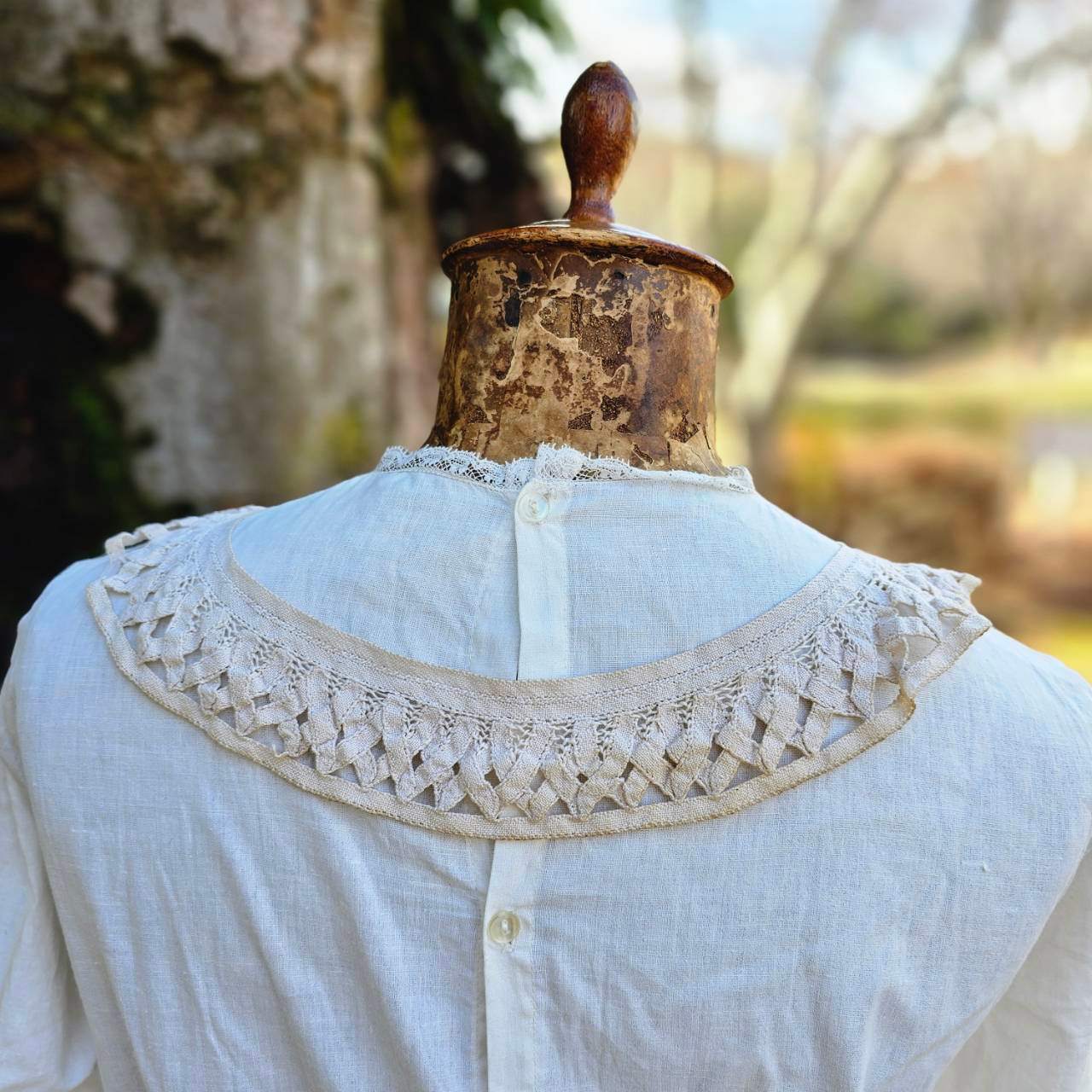 Euro vintage(ヨーロッパヴィンテージ) cotton neck collar コットンのつけ襟(被りタイプ) ベージュ(後染め)