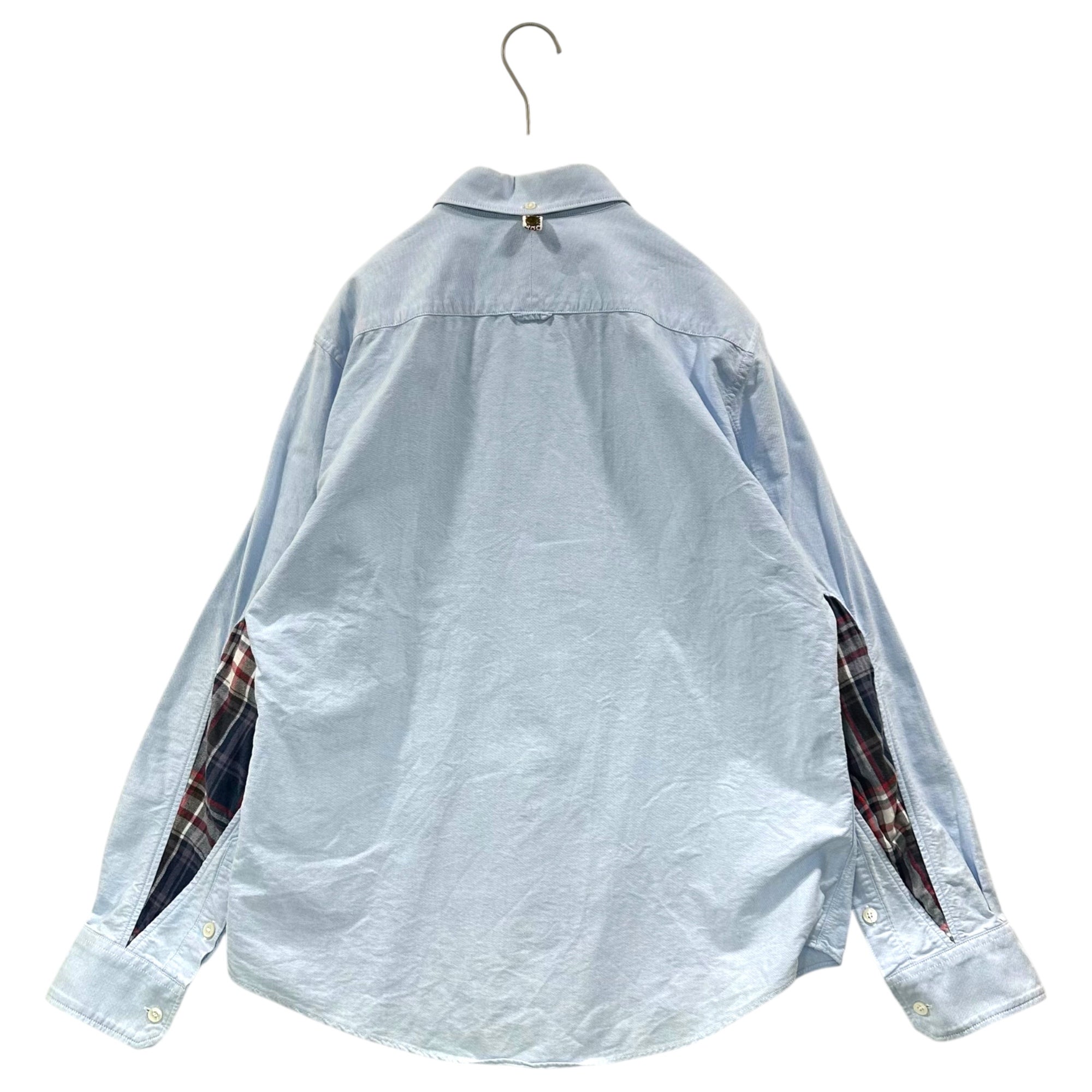 VISVIM(ビズビム/ヴィズヴィム) ALBACORE SHIRT L/S アルバコア オックスフォード ボタンダウン 長袖 シャツ VS0001541 M ライトブルー 肘 チェック 切替
