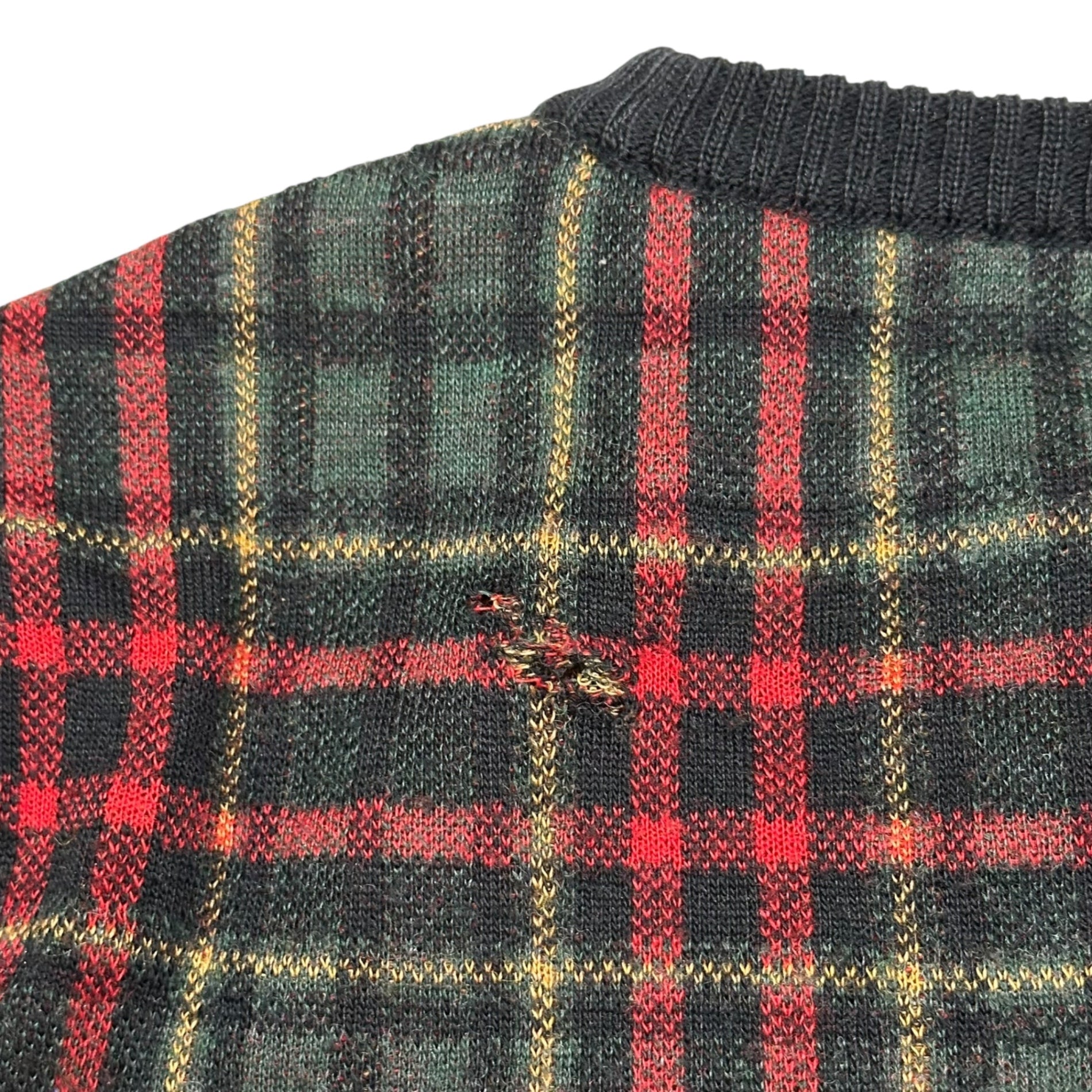 UNDERCOVERISM(アンダーカバイズム) 02AW ”魔女期” バック クロス プリント タータン チェック ニット Back Cross Print Tartan Check Knit M324 M グリーン×レッド アーカイブ 00s