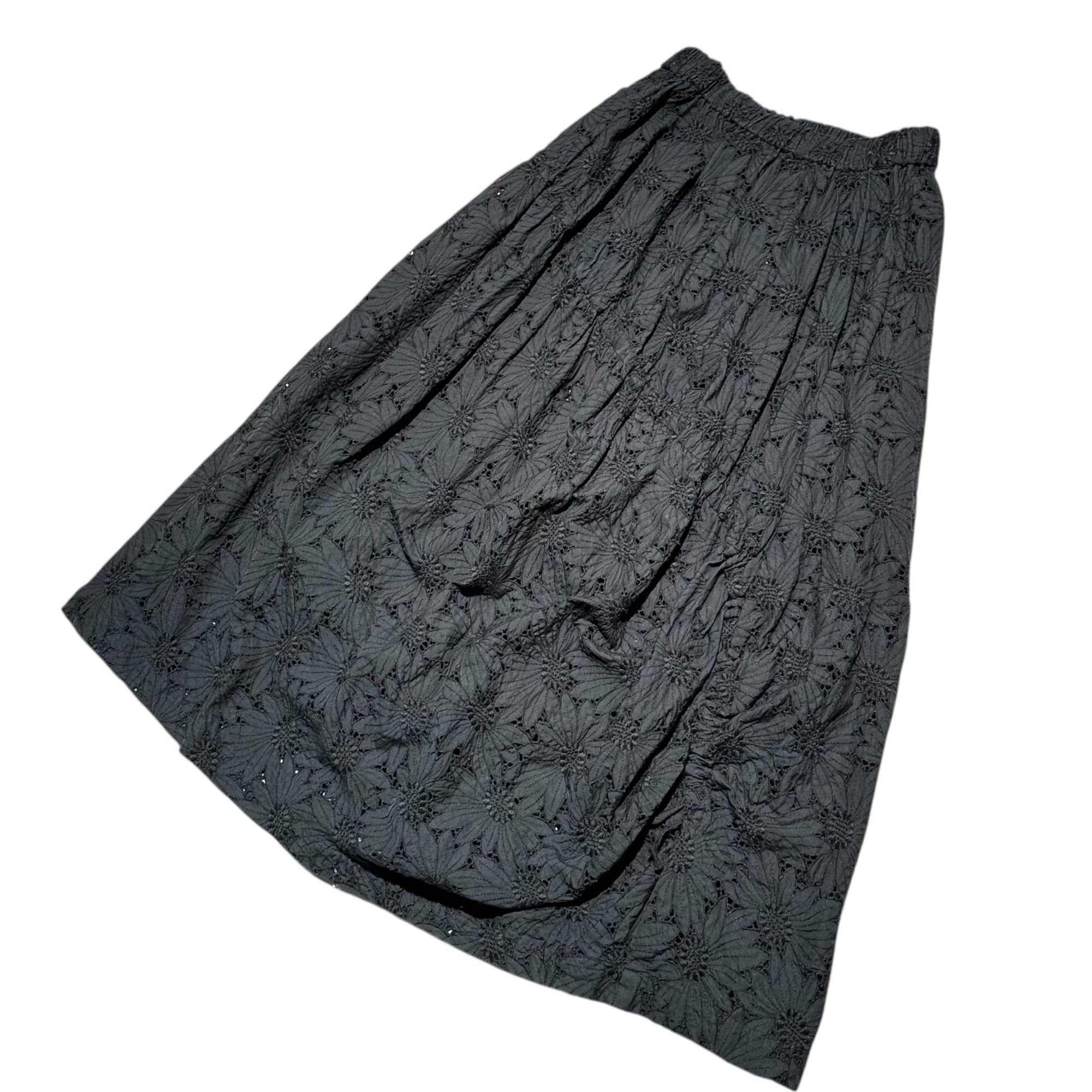 COMME des GARCONS(コムデギャルソン) Cutwork Lace Easy Skirt カットワーク レース イージー スカート ブラック 品質表示タグ切取